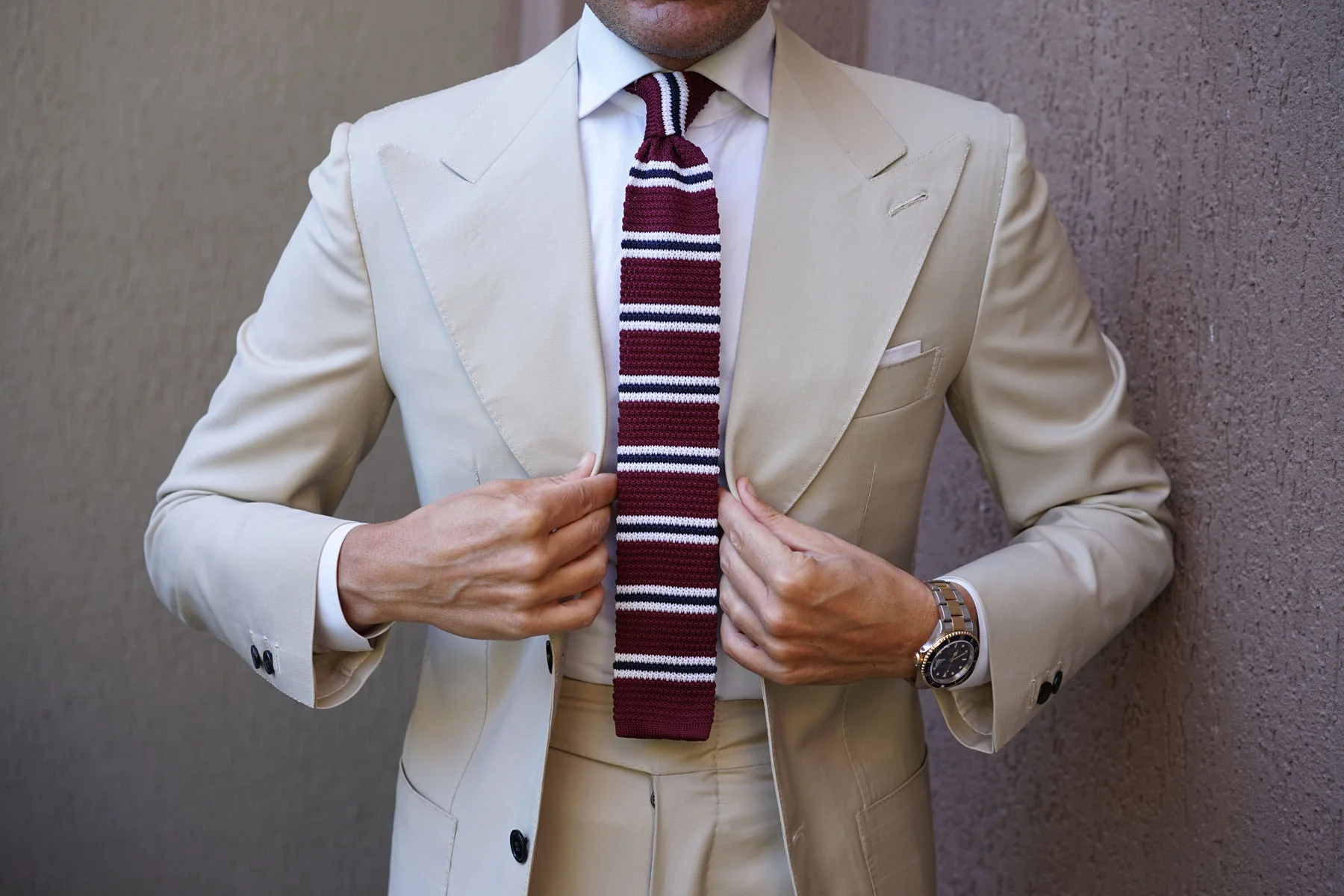 Ace Burgundy Knitted Tie - Image 3