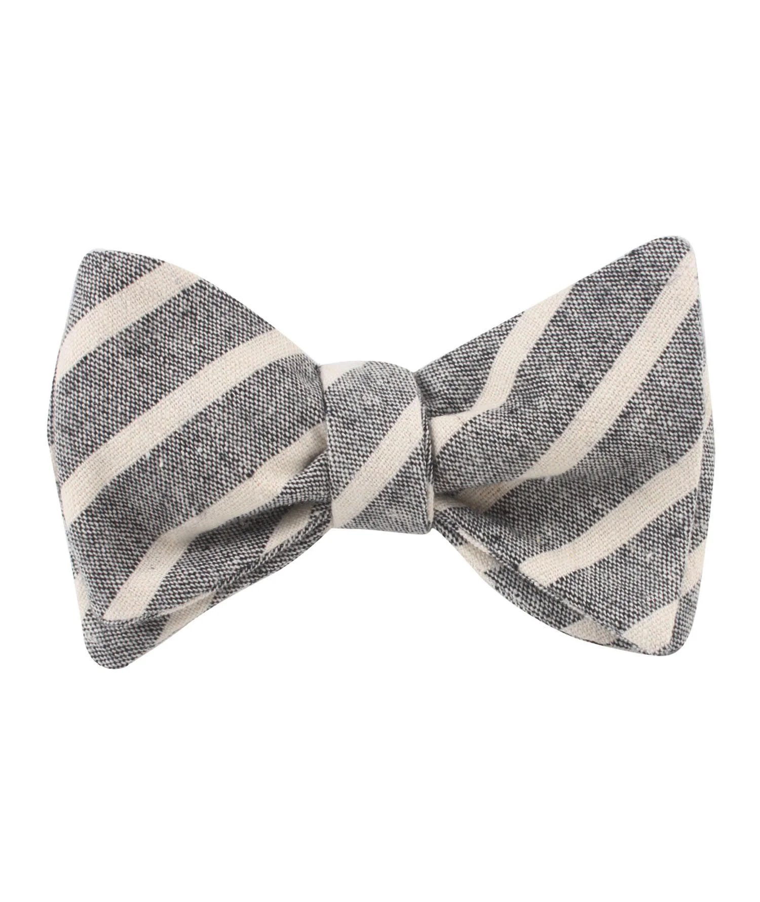 Adana Black Chalk Stripe Linen Self Bow Tie - Image 2