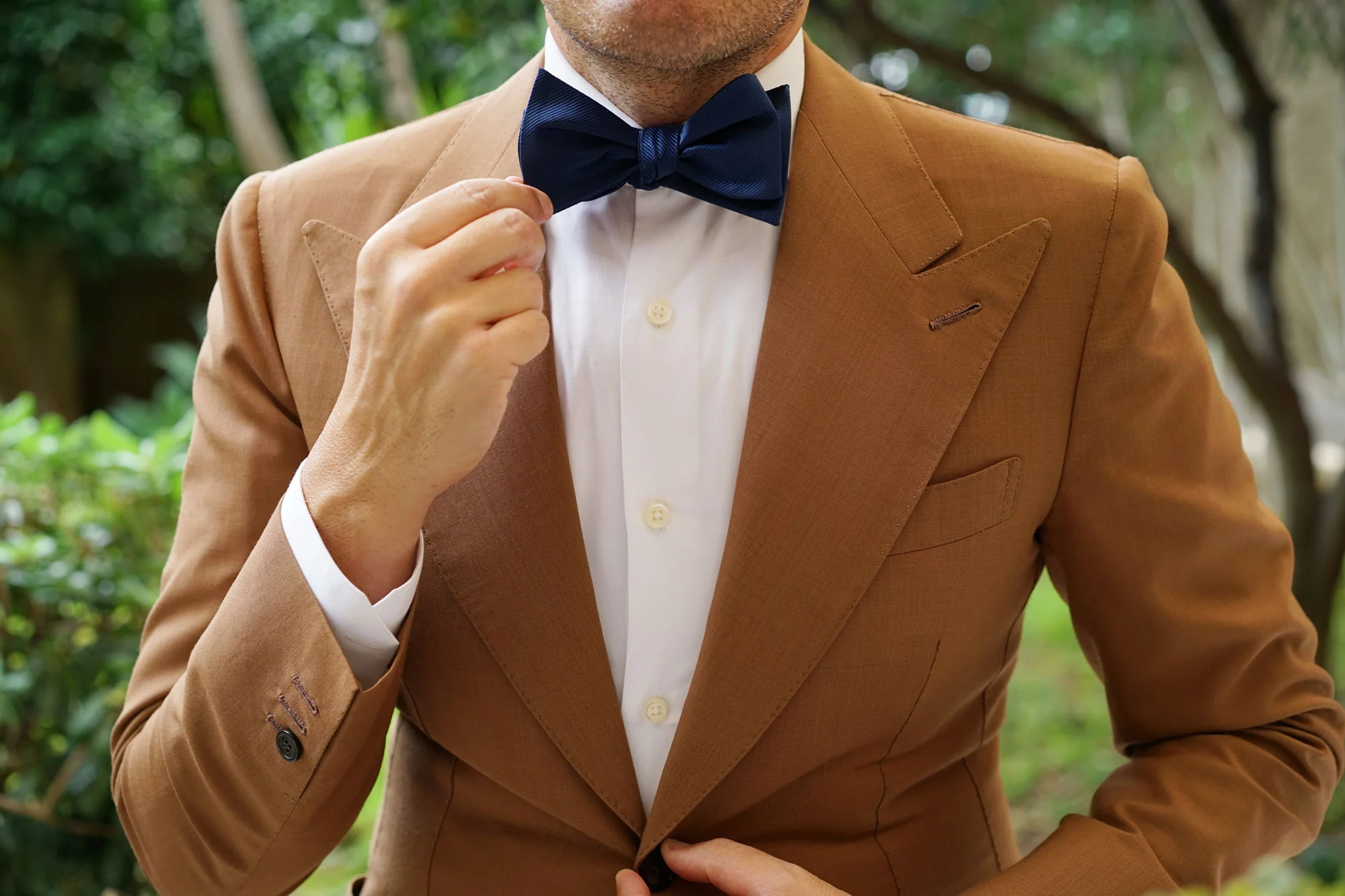 Admiral Navy Blue Twill Self Bow Tie - Image 10