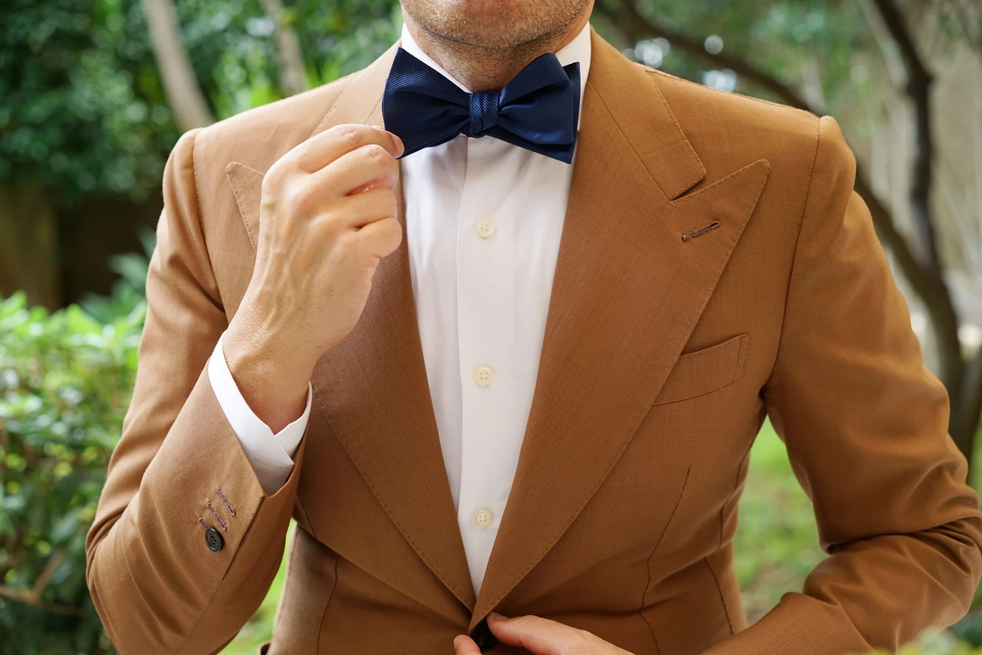 Admiral Navy Blue Twill Self Bow Tie - Image 6