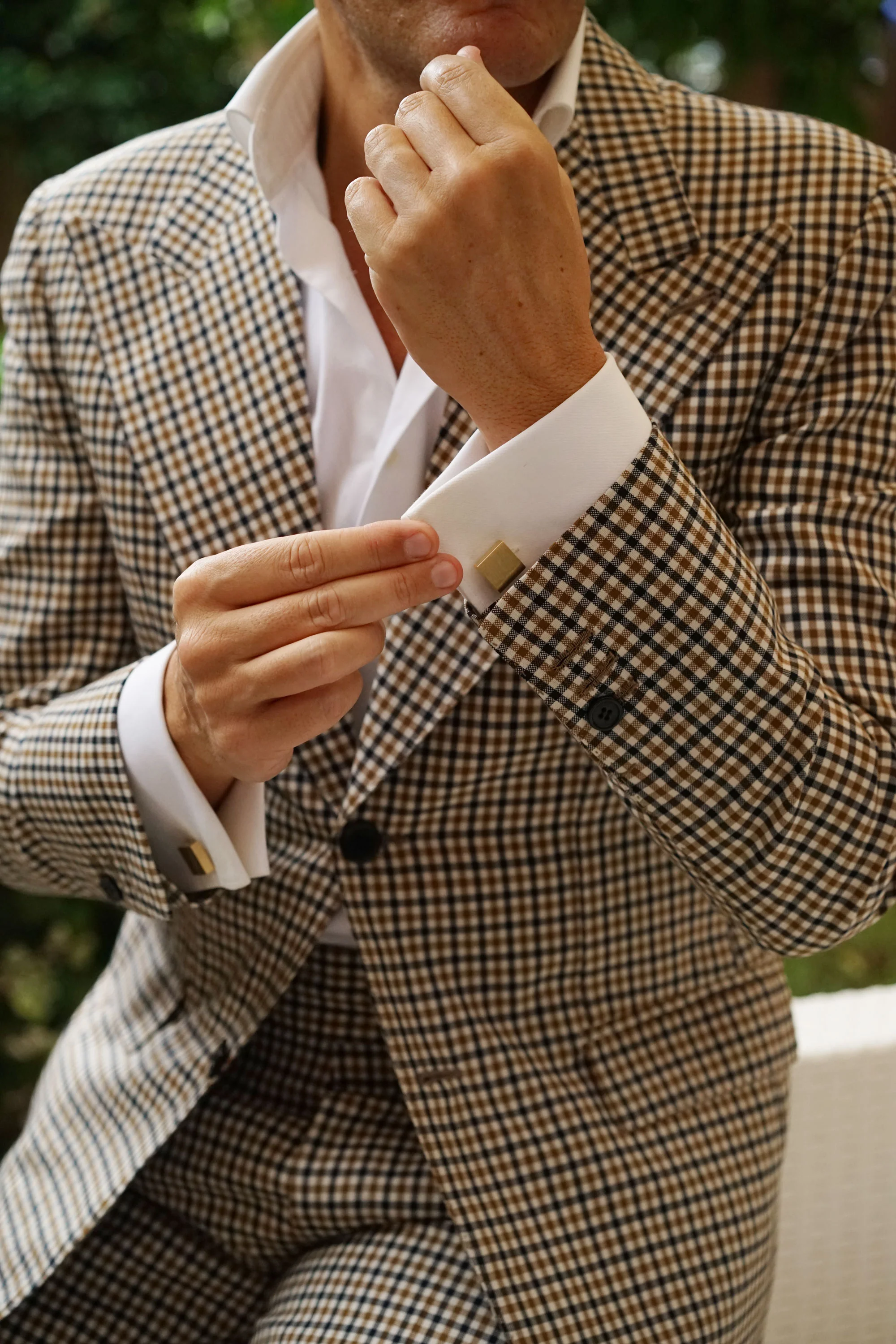 Alexandria Brushed Gold Square Cufflinks - Image 4