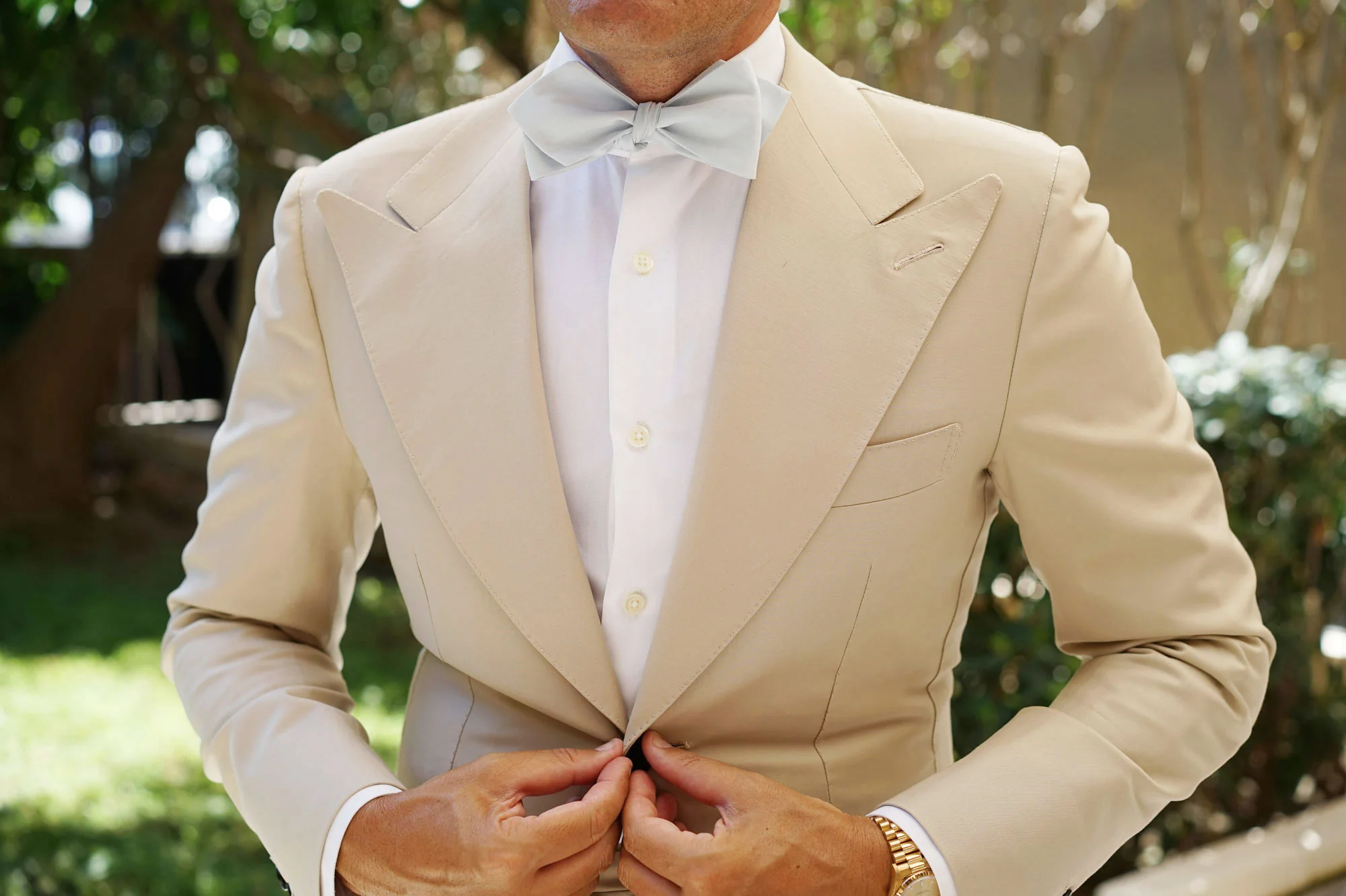 Alice Blue Cotton Self Tie Diamond Bow Tie - Image 6