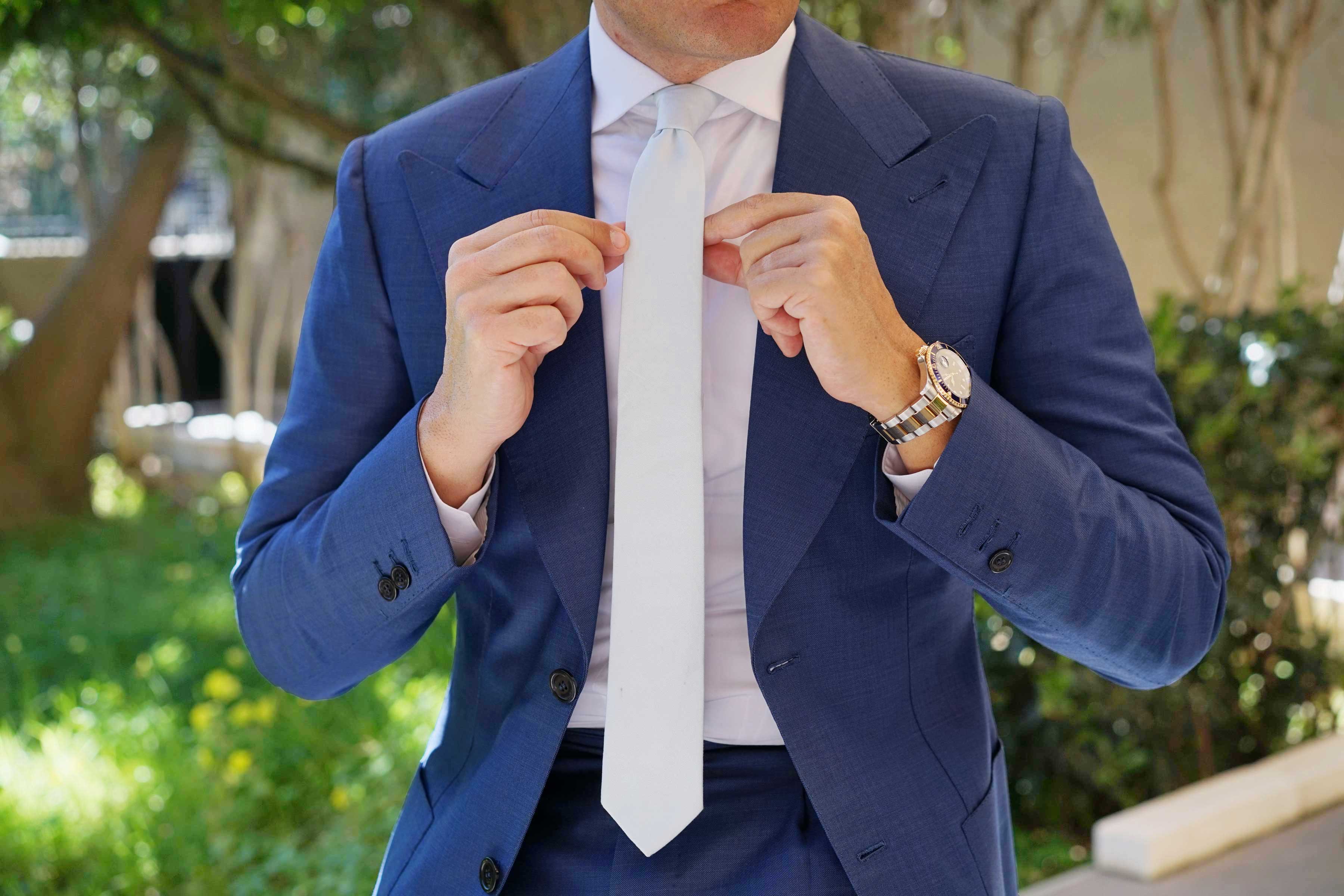 Alice Blue Cotton Skinny Tie - Image 5