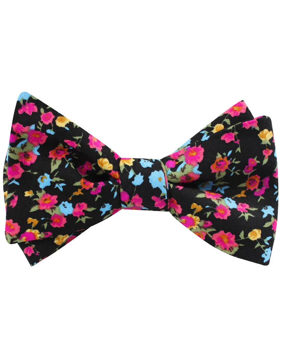 Amaryllis Black Liberty Floral Self Bow Tie - Image 2