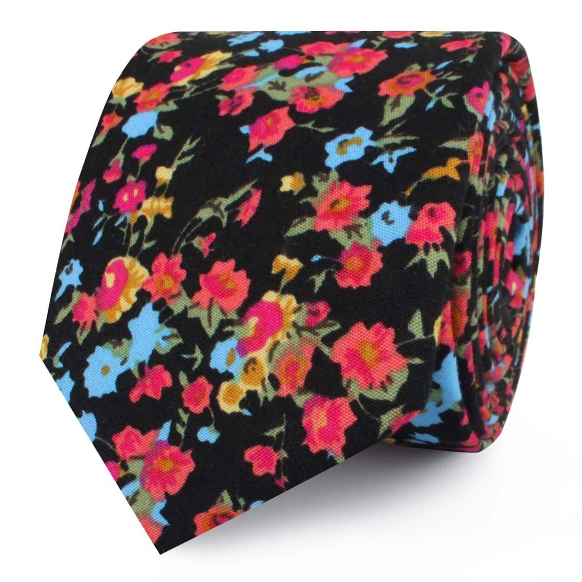 Amaryllis Black Liberty Floral Skinny Tie - Image 2