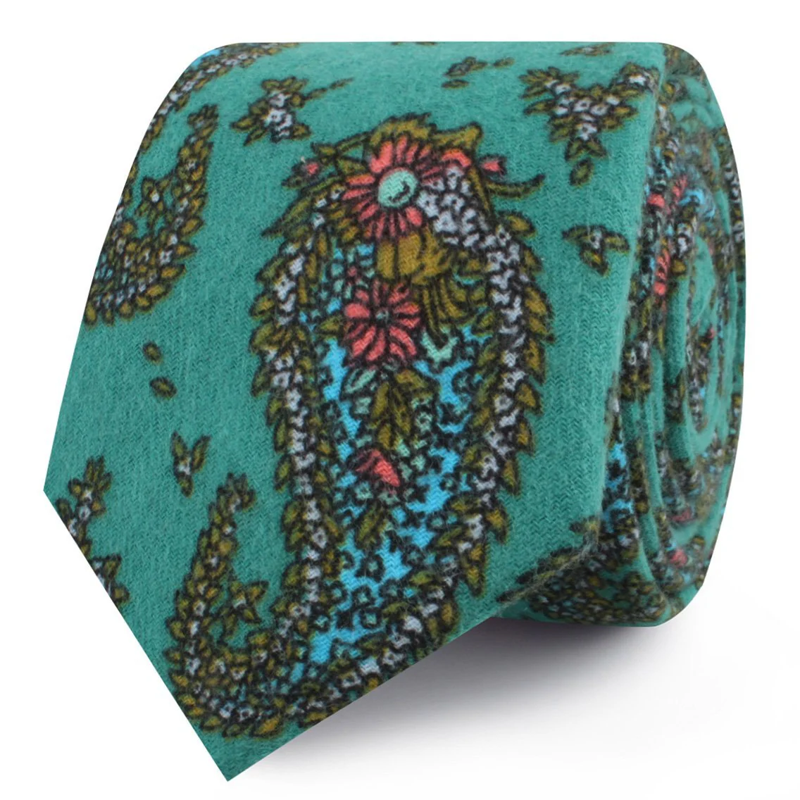 Amer Fort Teal Paisley Skinny Tie - Image 2