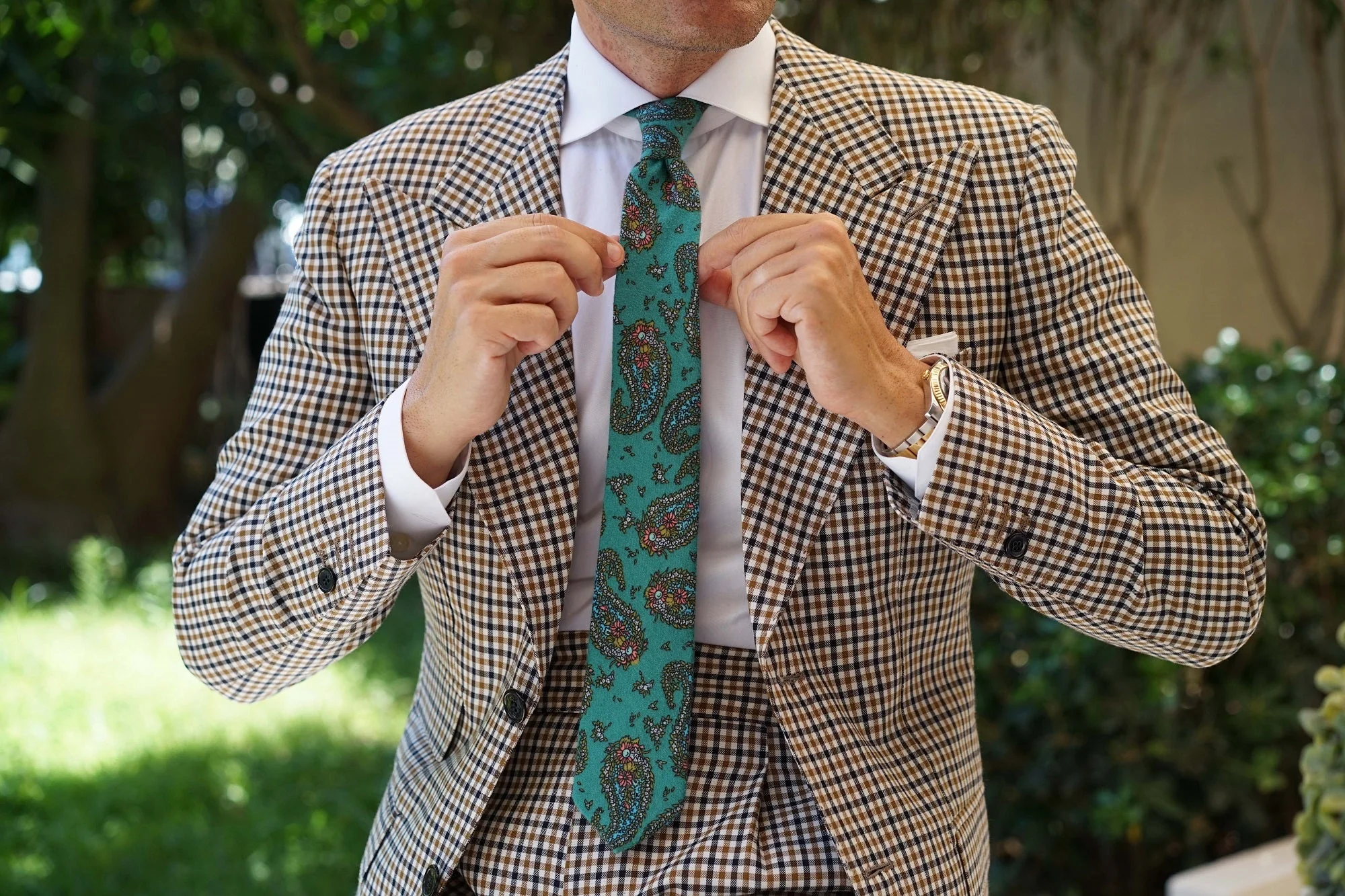 Amer Fort Teal Paisley Skinny Tie - Image 7