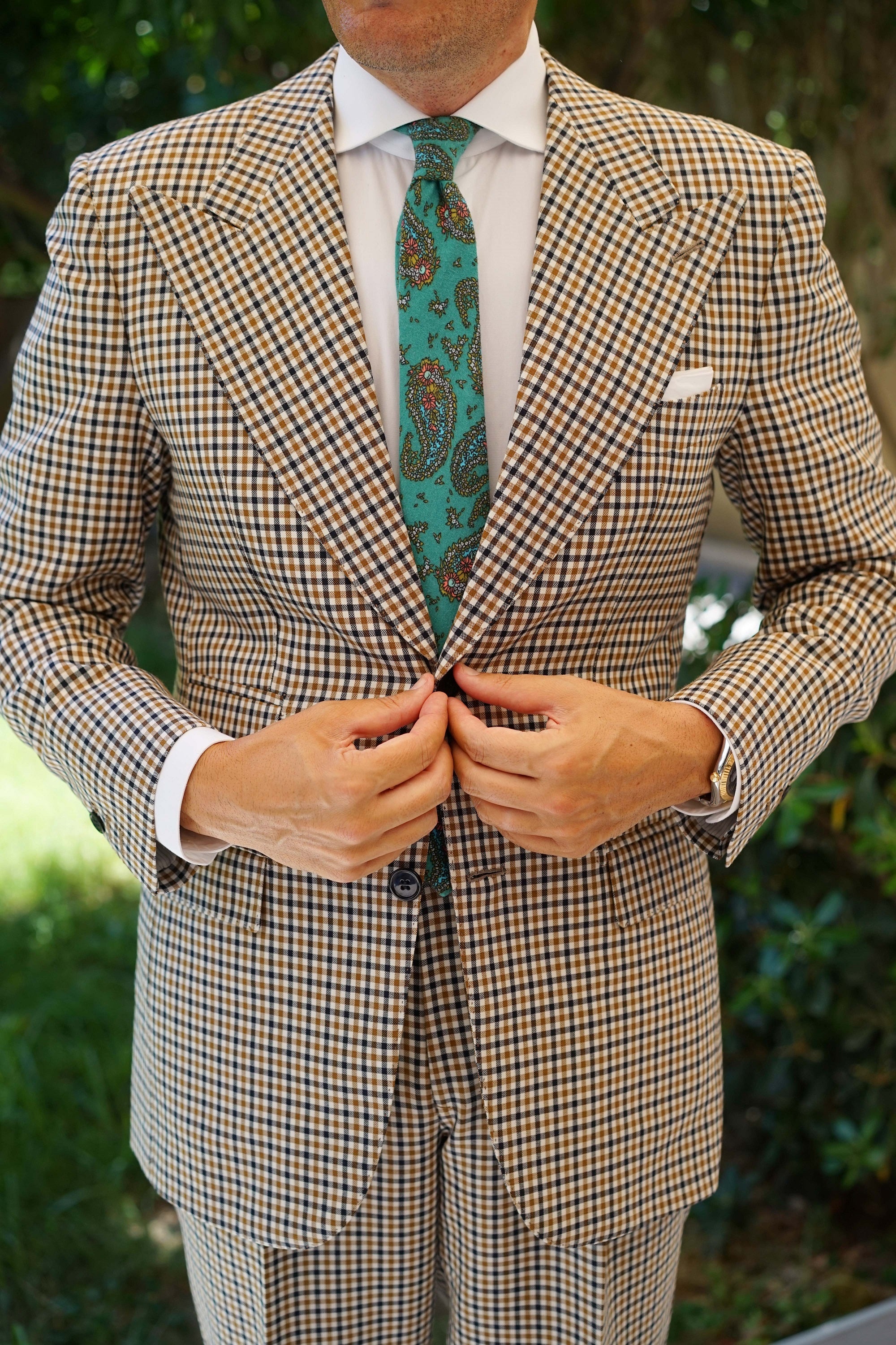Amer Fort Teal Paisley Skinny Tie - Image 8