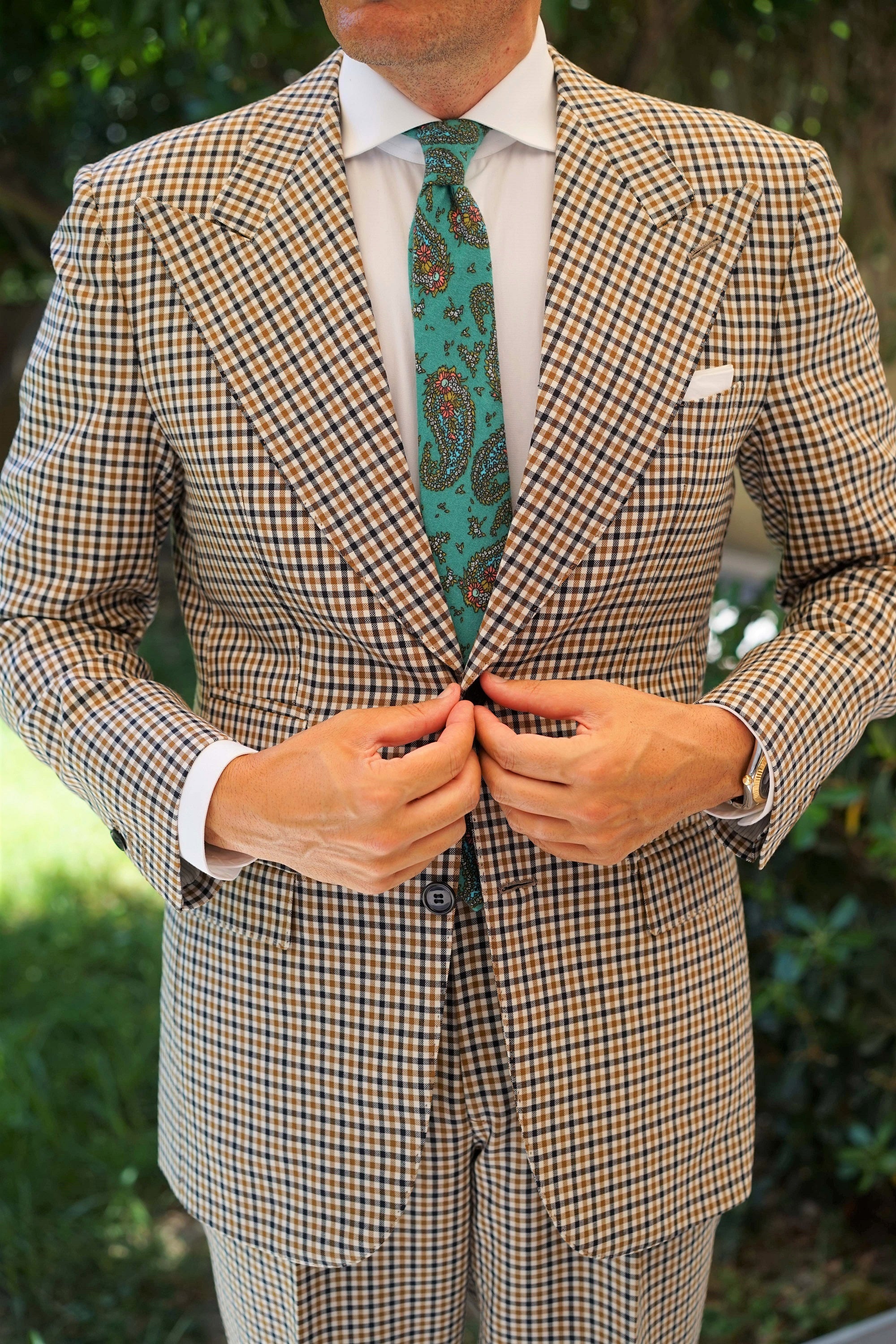 Amer Fort Teal Paisley Skinny Tie - Image 9