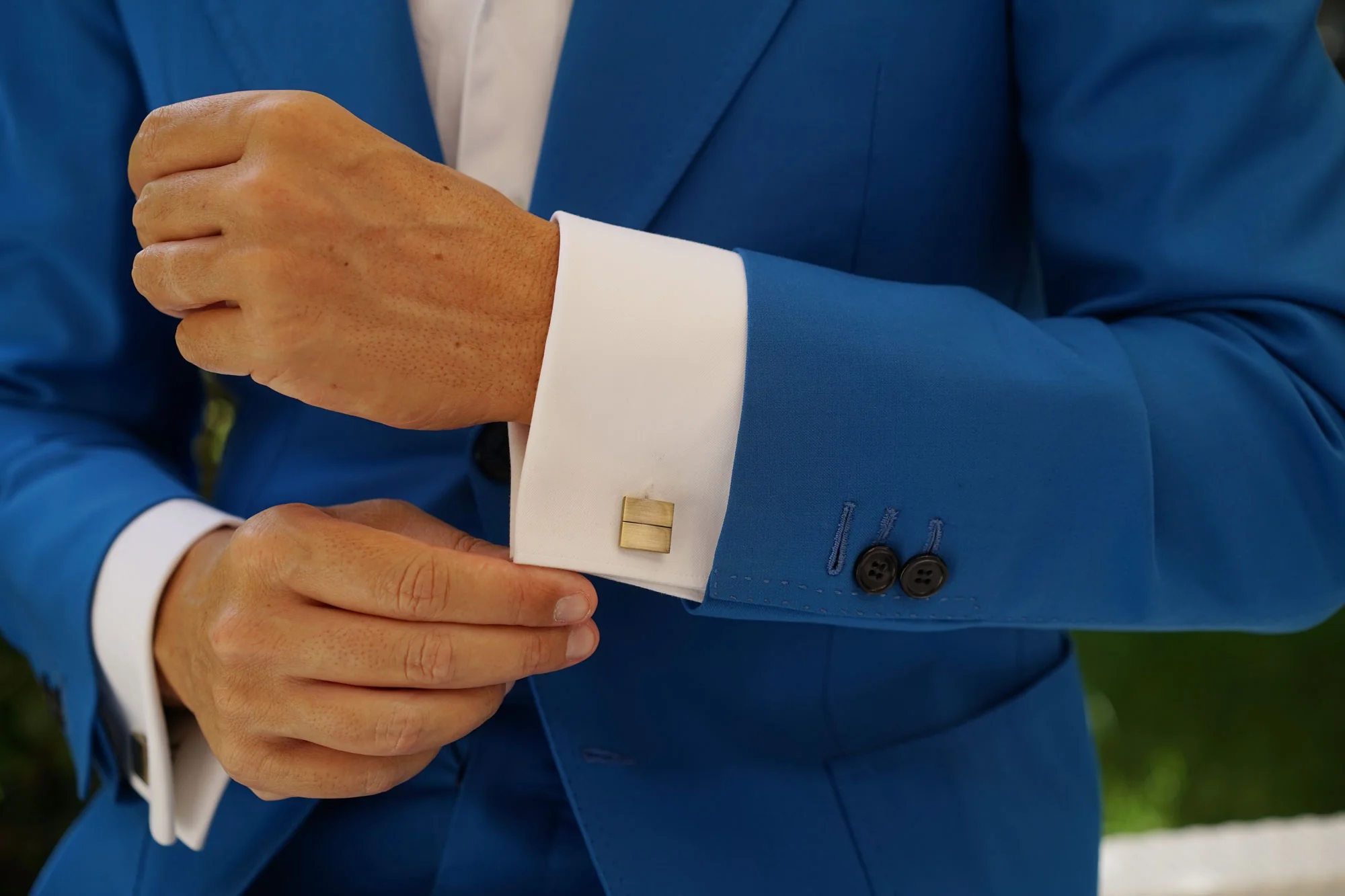 Antique Brass Square Cufflinks - Image 9