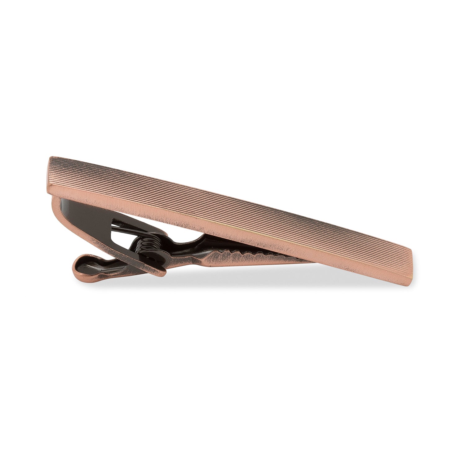Antique Copper Horizontal Lines Tie Bar - Image 2