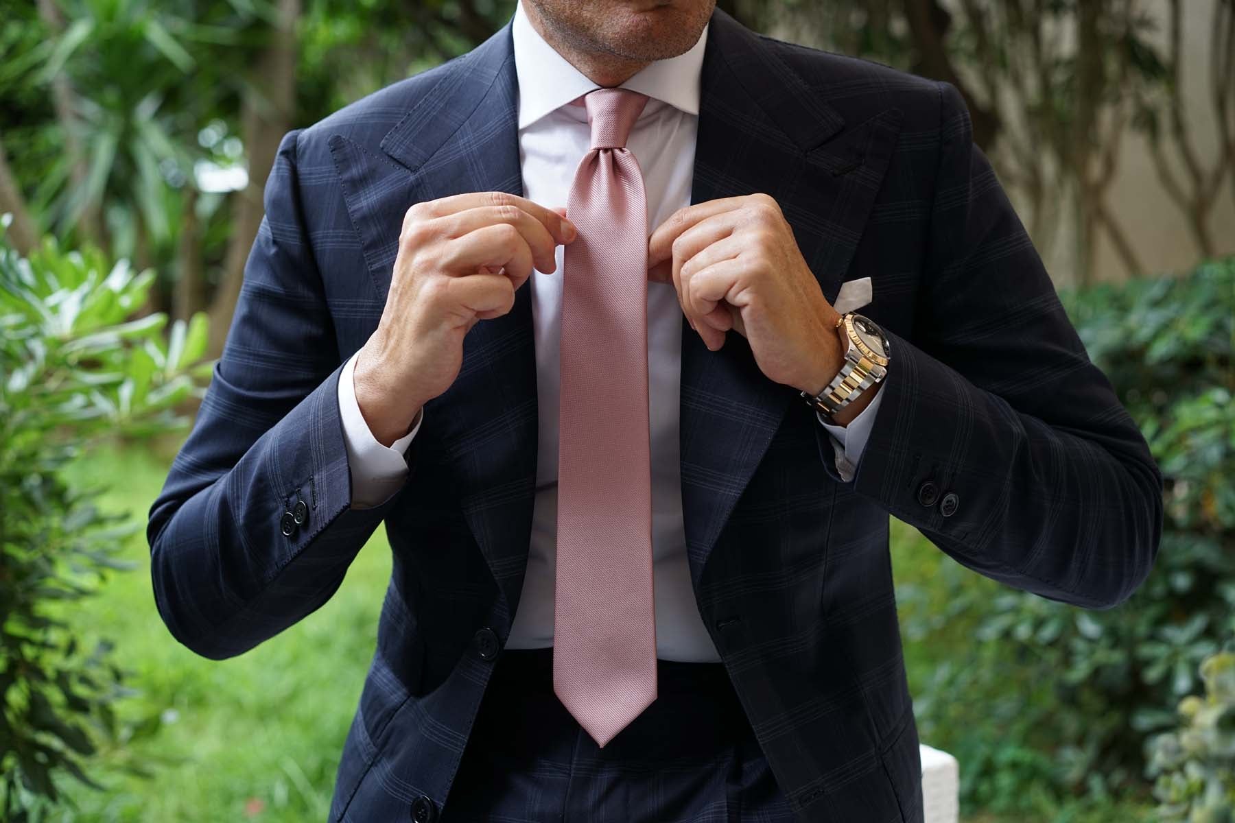 Antique Dusty Rose Weave Skinny Tie - Image 10