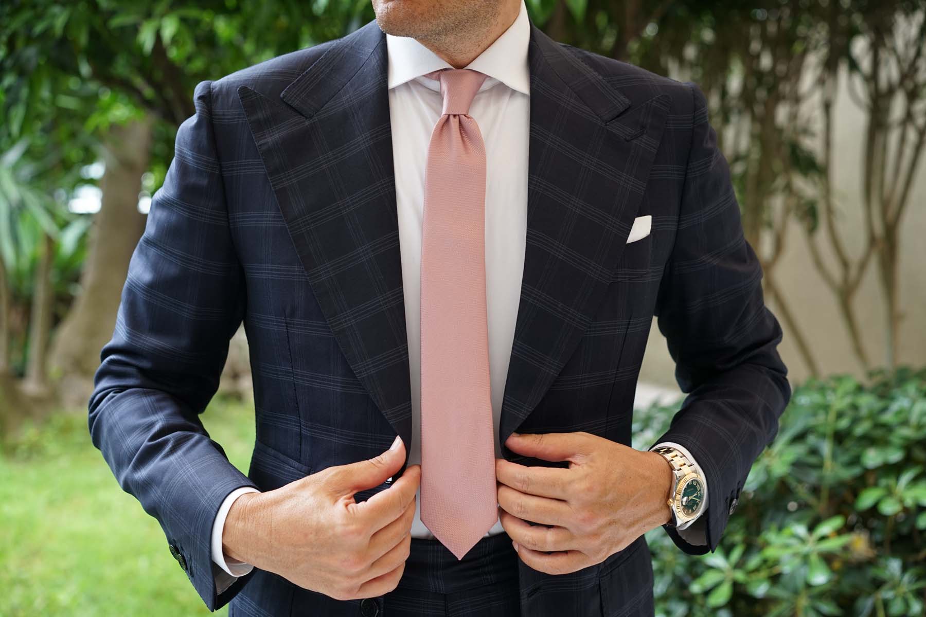 Antique Dusty Rose Weave Skinny Tie - Image 4