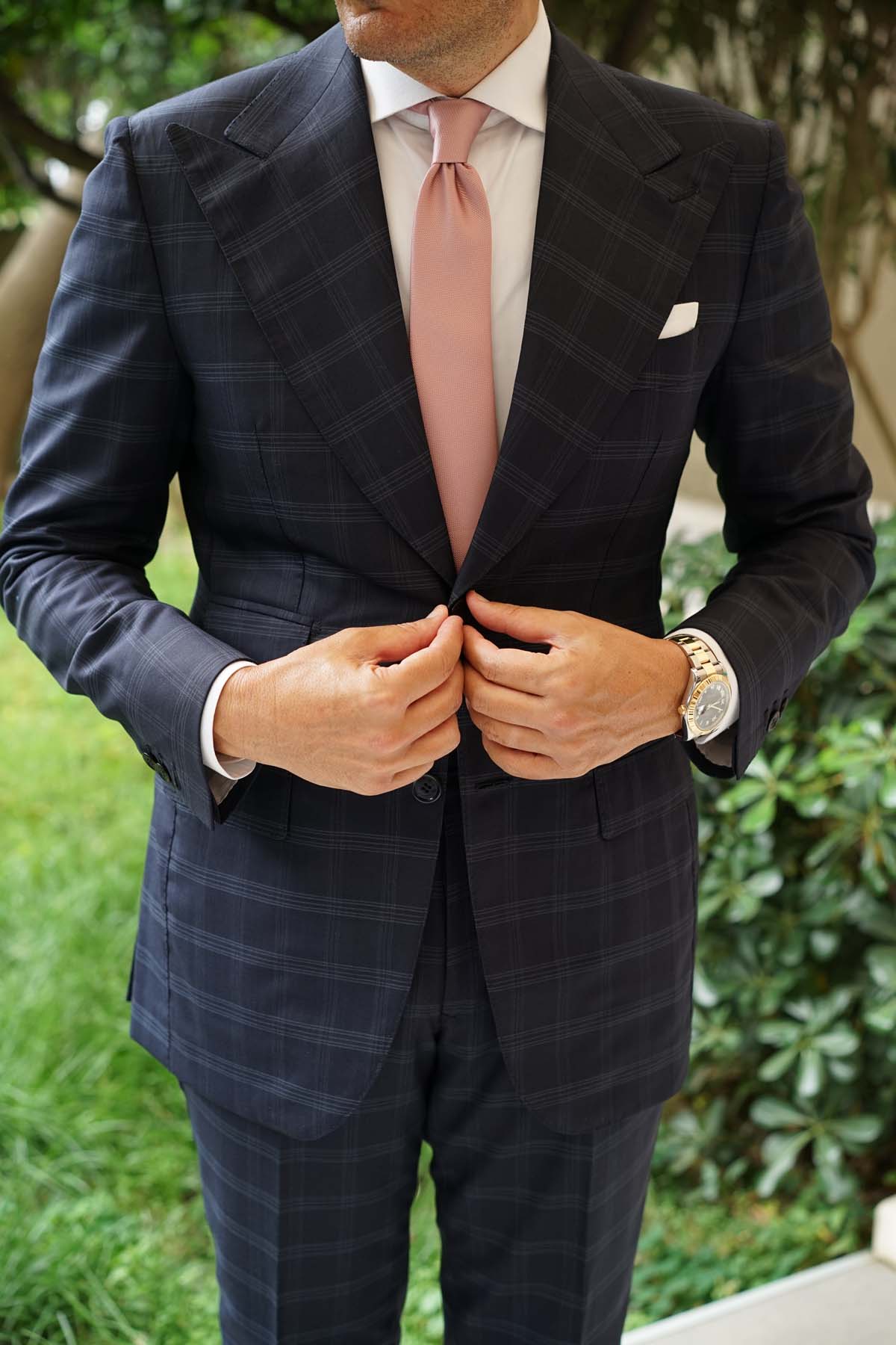 Antique Dusty Rose Weave Skinny Tie - Image 5