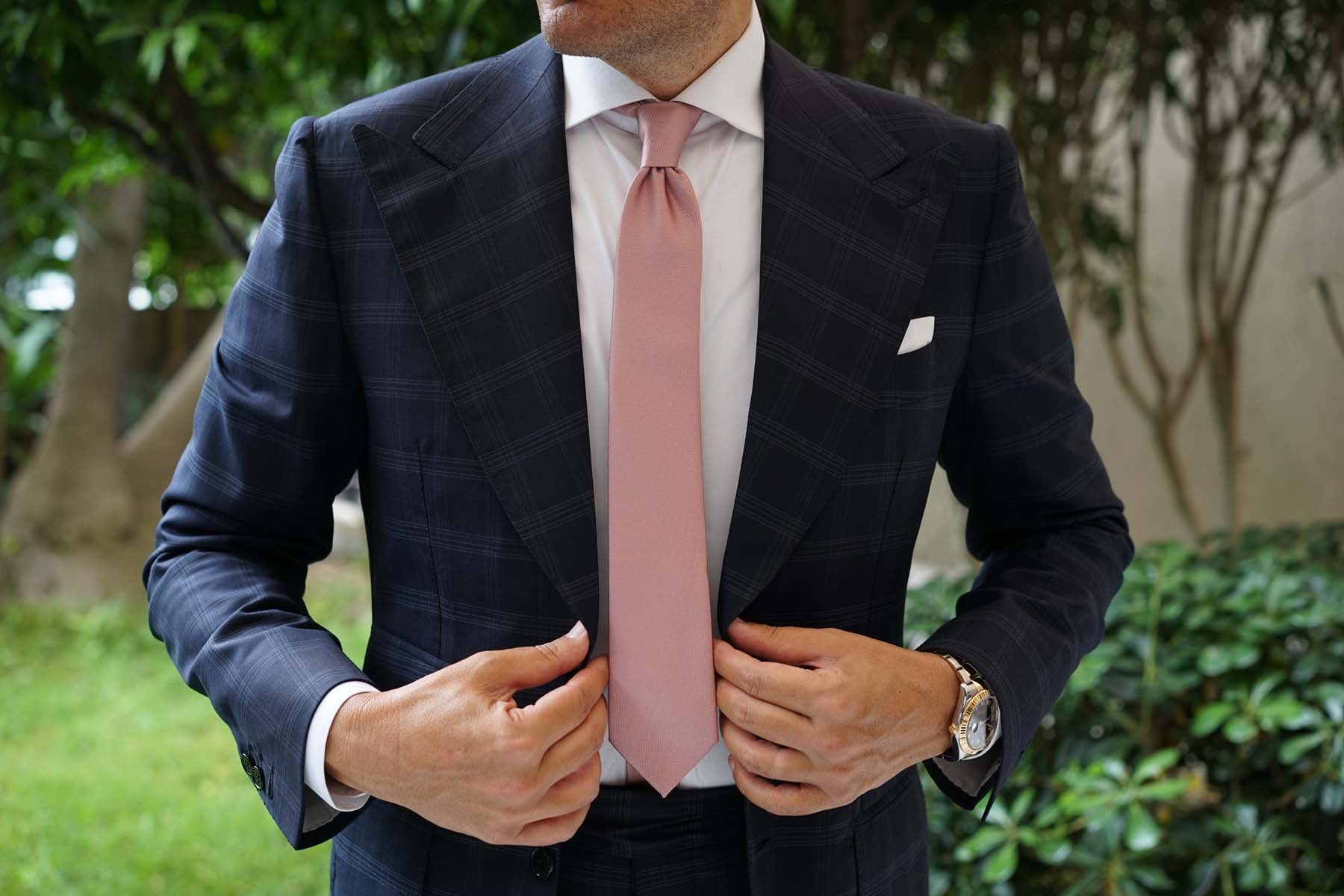 Antique Dusty Rose Weave Skinny Tie - Image 6