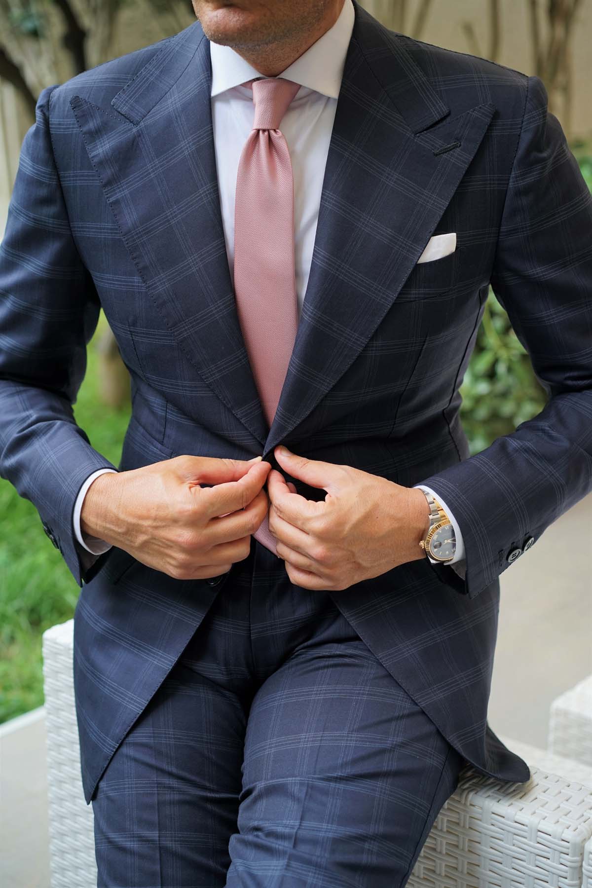 Antique Dusty Rose Weave Skinny Tie - Image 7
