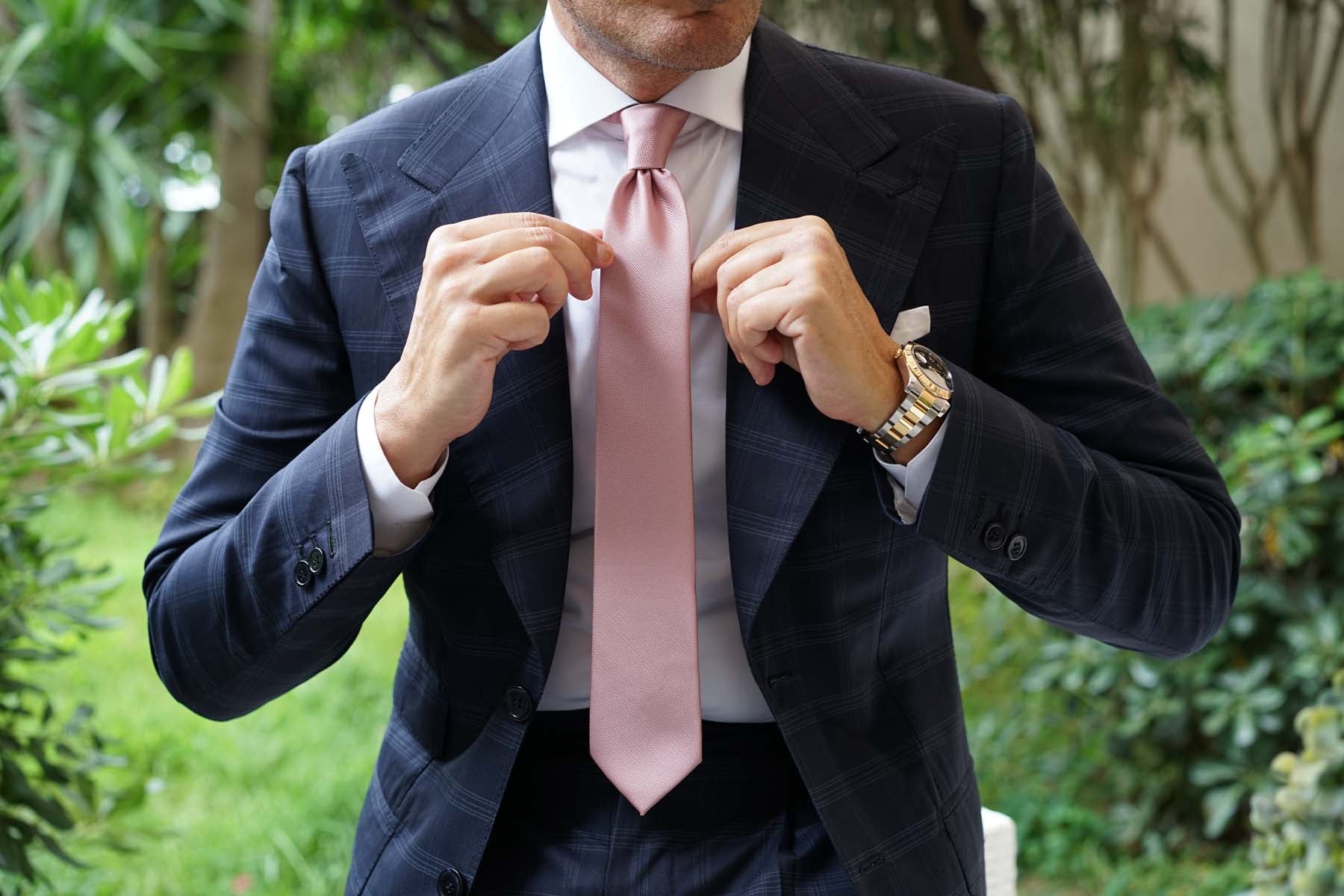 Antique Dusty Rose Weave Skinny Tie - Image 9