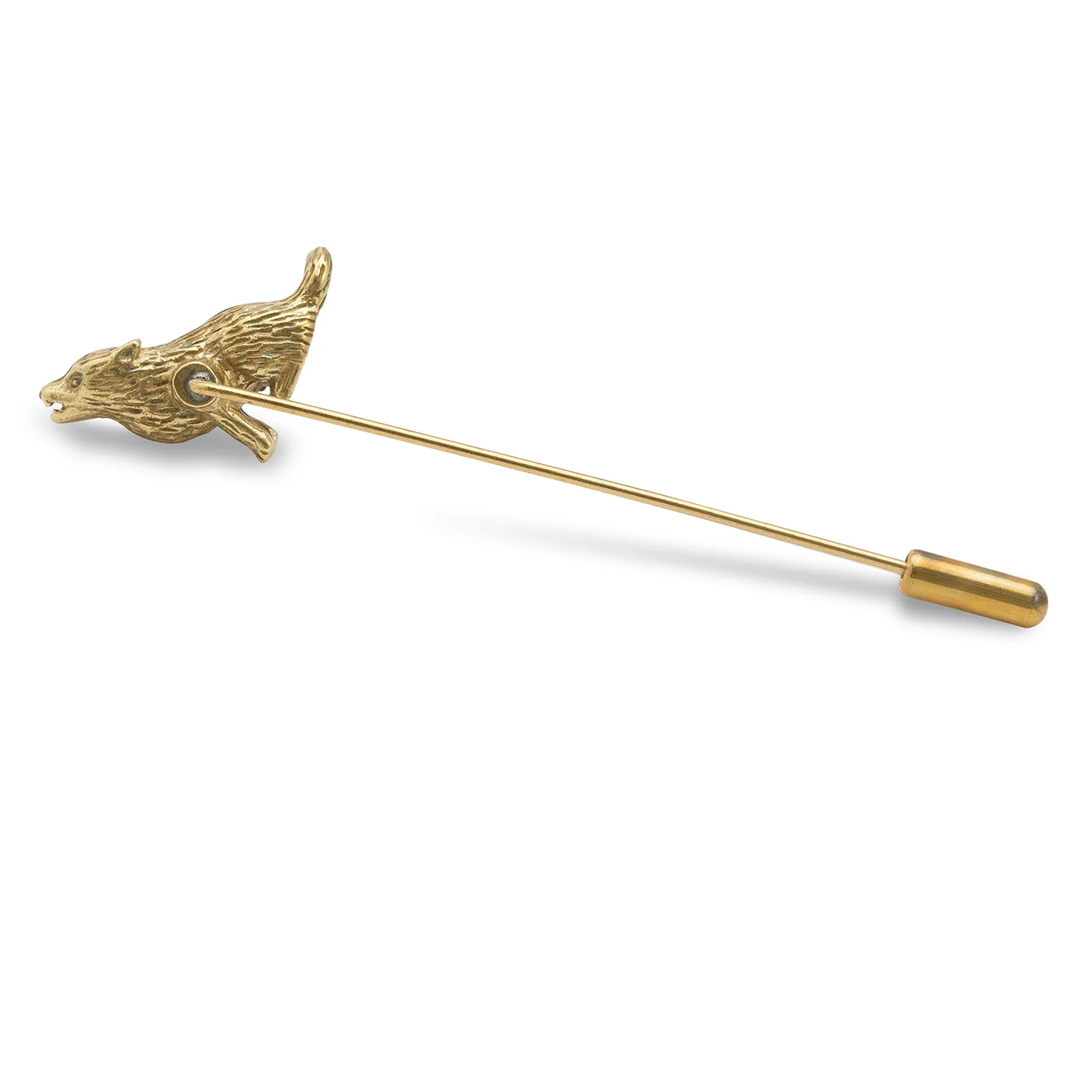 Antique Gold Howling Wolf Lapel Pin - Image 2