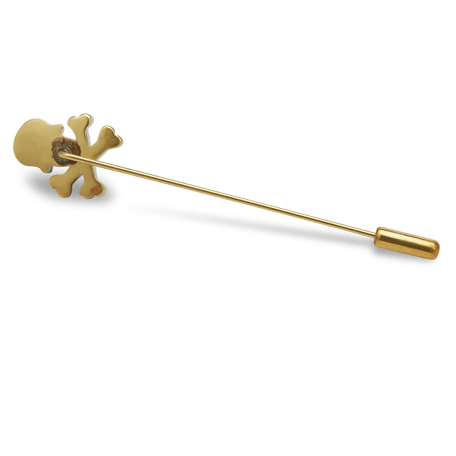 Antique Gold Skull and Crossbones Lapel Pin - Image 2