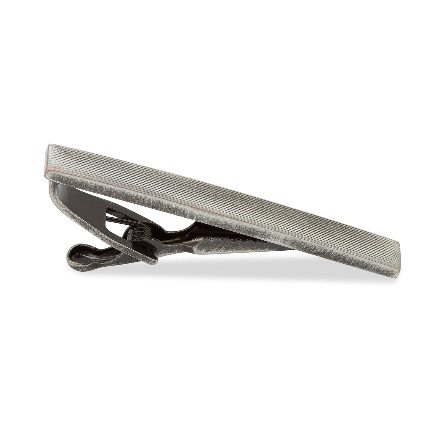 Antique Silver Horizontal Lines Tie Bar - Image 2