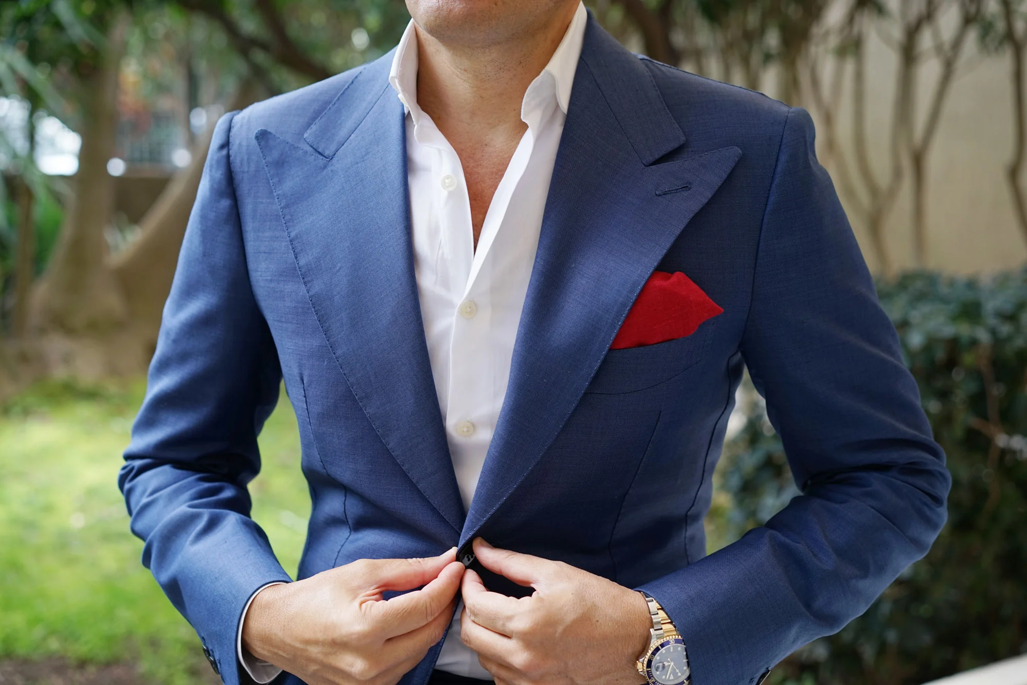 Apple Maroon Linen Pocket Square - Image 3