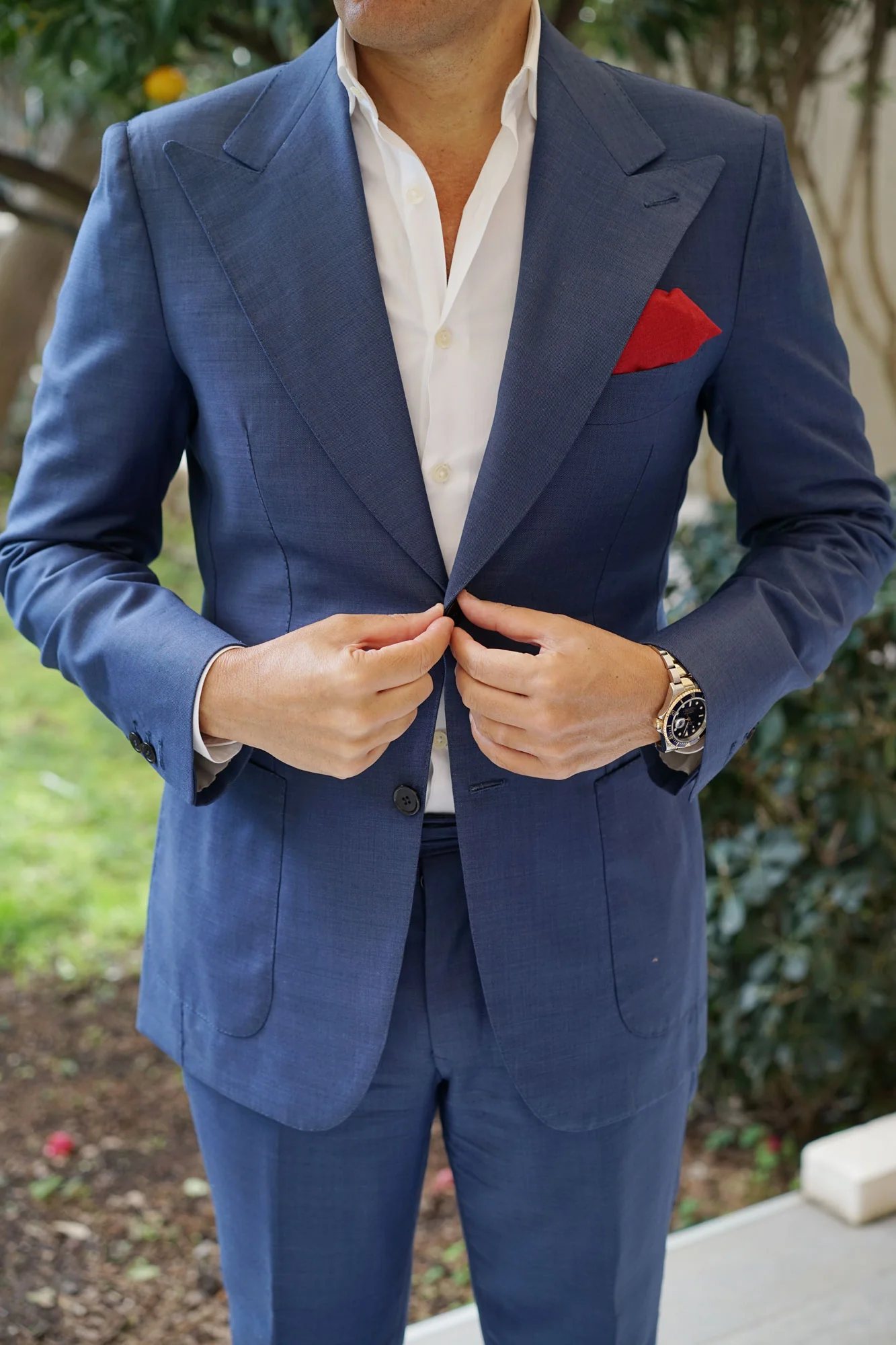 Apple Maroon Linen Pocket Square - Image 4