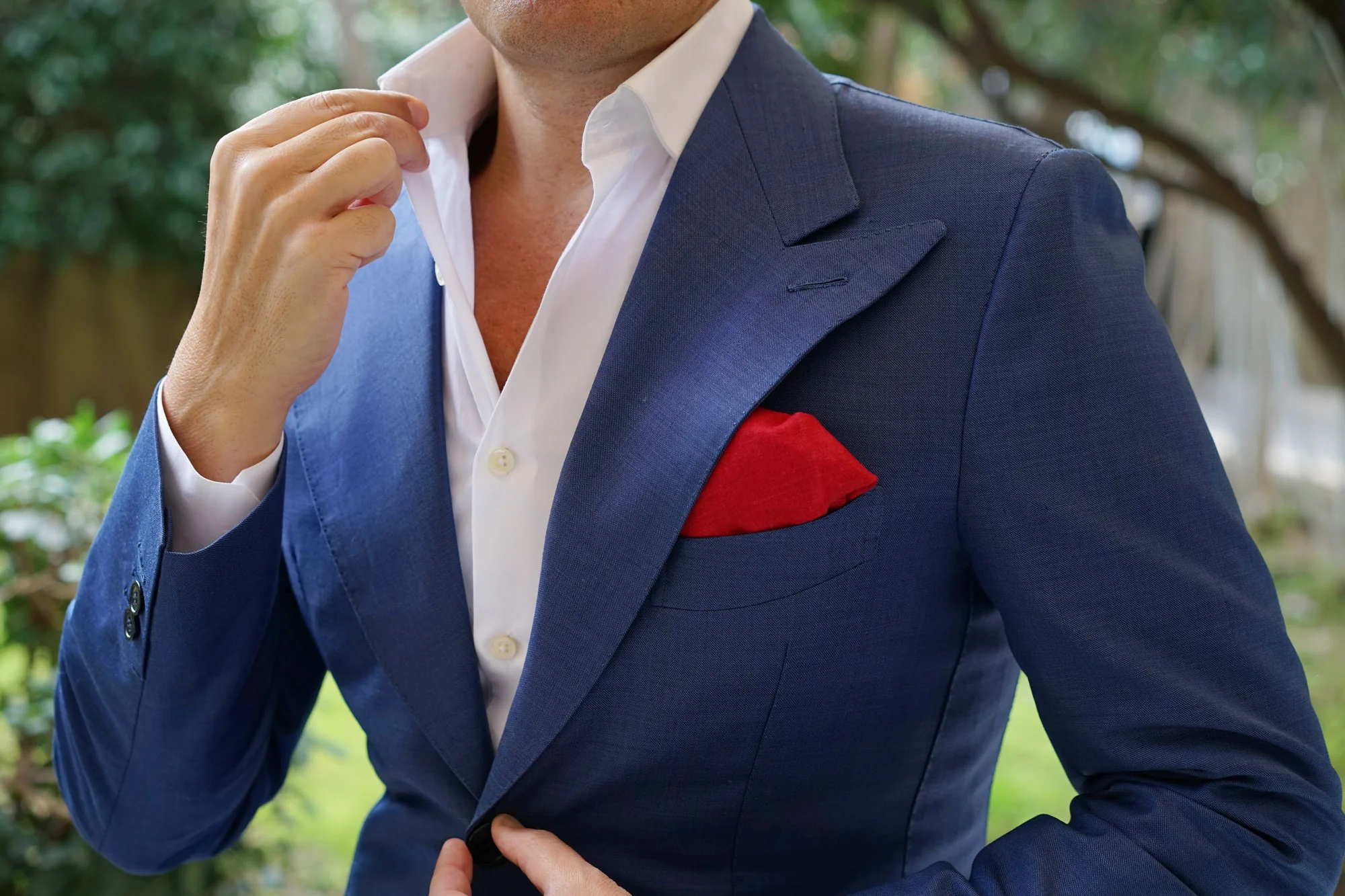 Apple Maroon Linen Pocket Square - Image 7