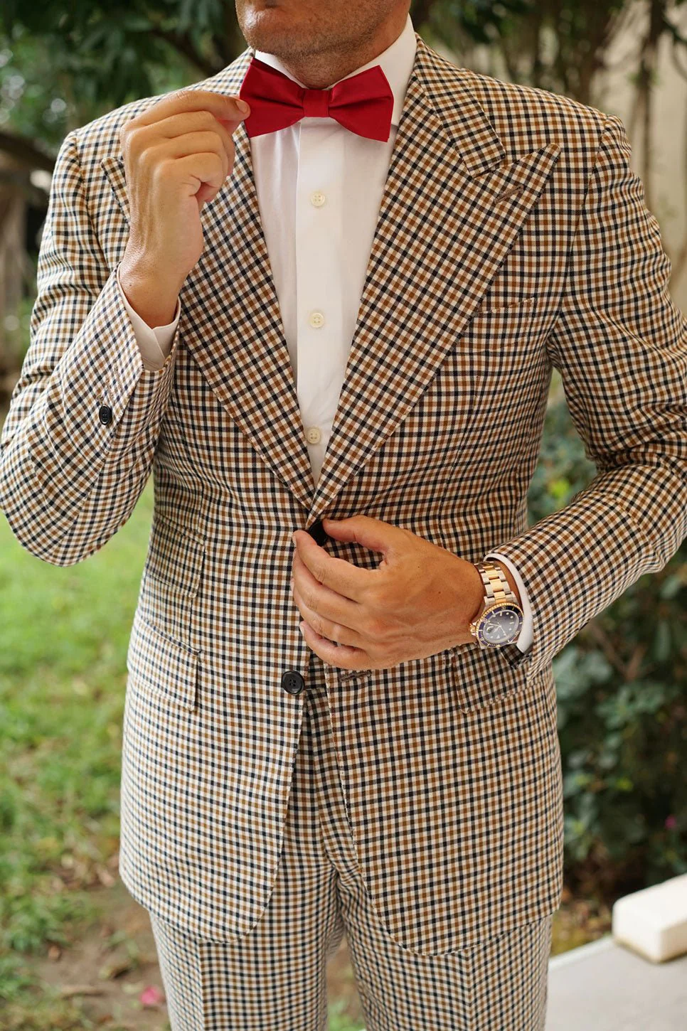 Apple Maroon Satin Bow Tie - Image 7