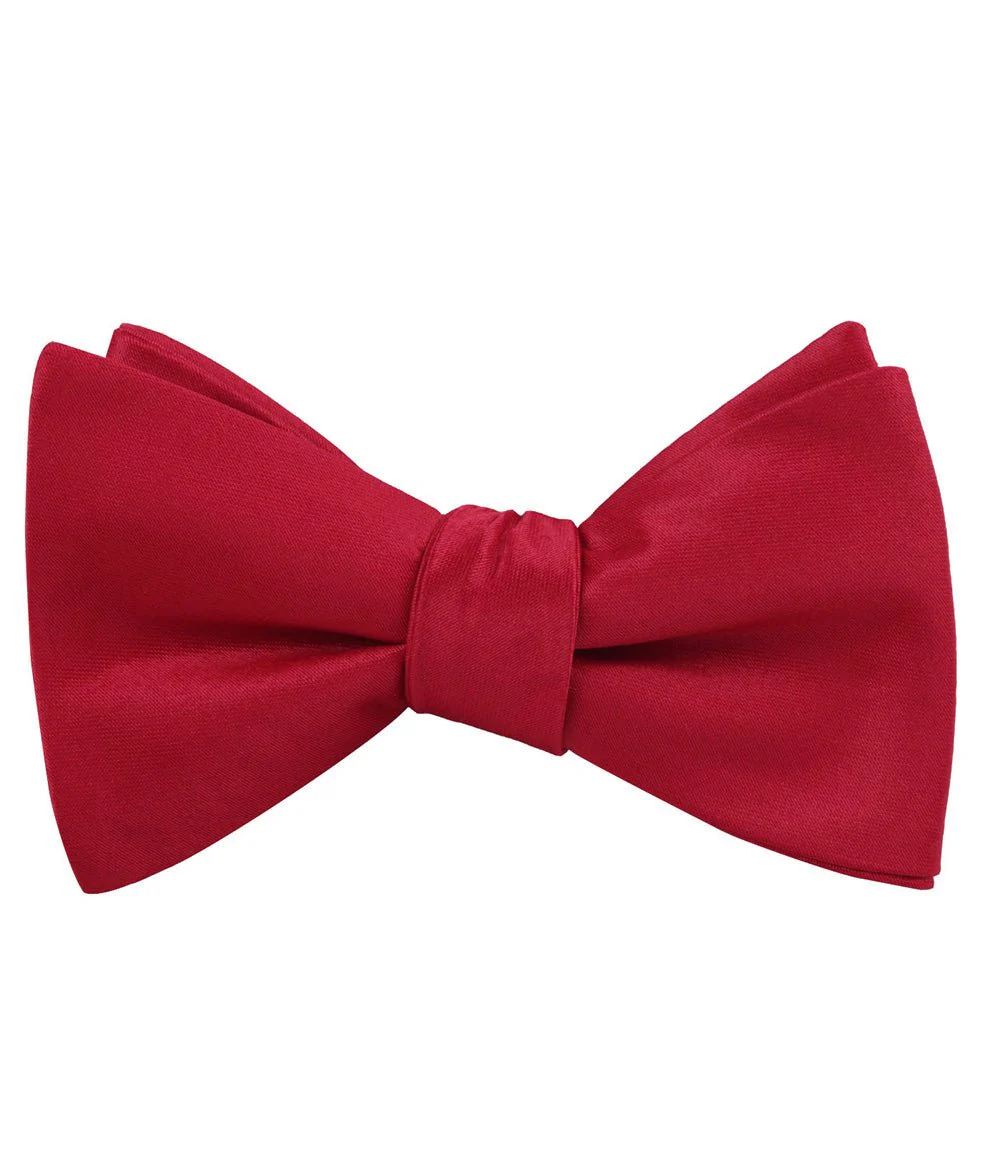 Apple Maroon Satin Self Bow Tie - Image 2