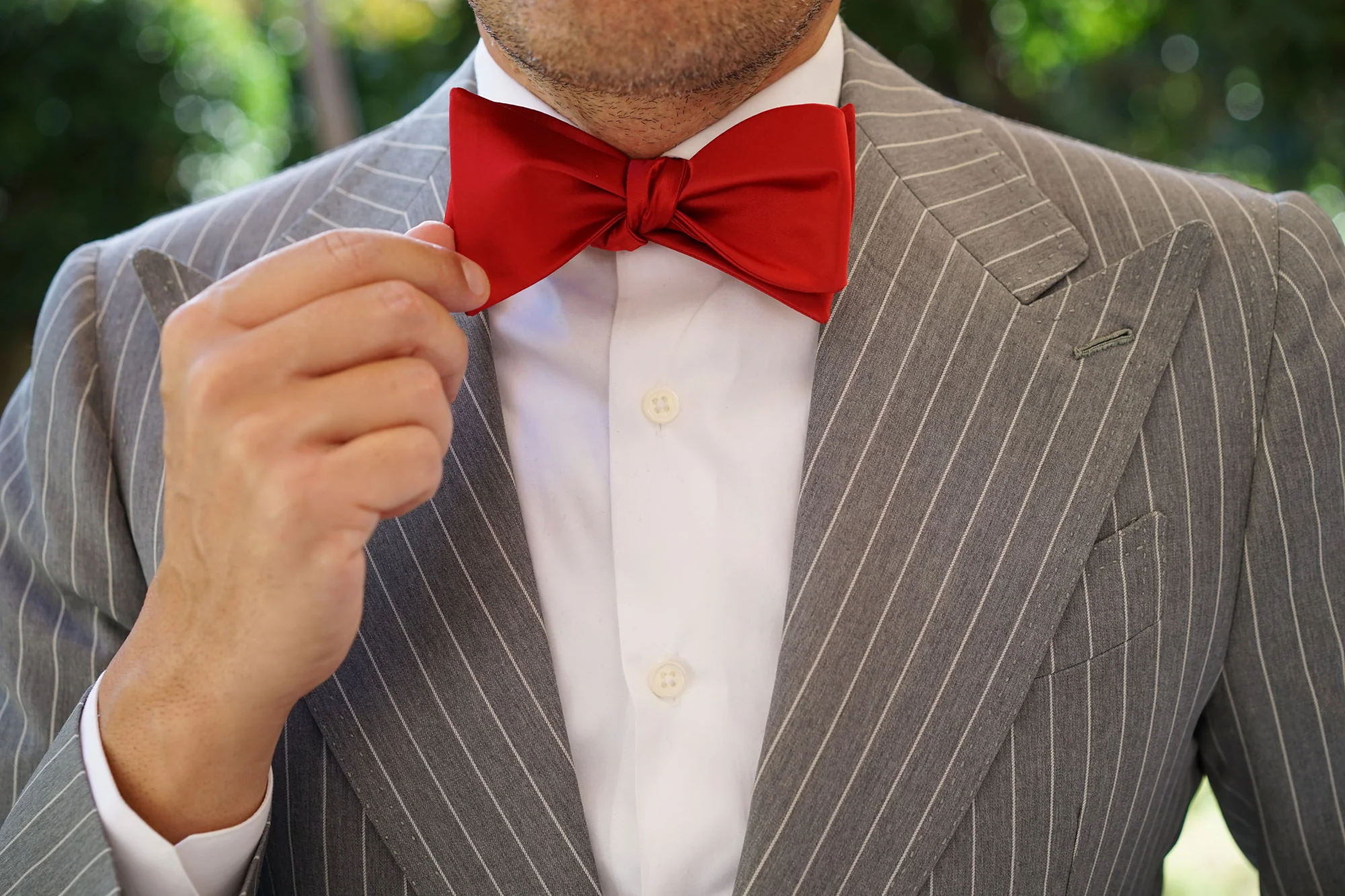Apple Maroon Satin Self Bow Tie - Image 6