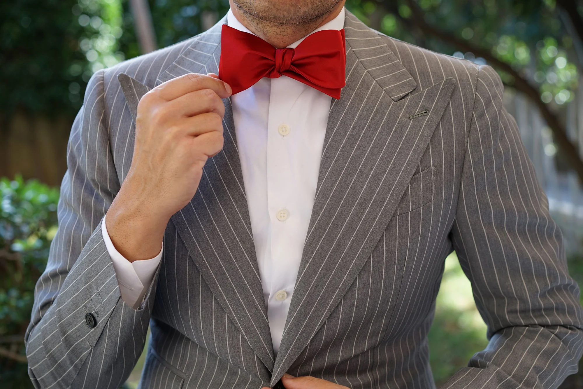 Apple Maroon Satin Self Bow Tie - Image 7