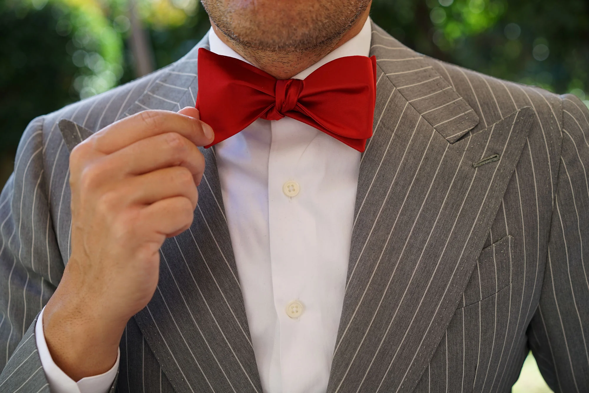 Apple Maroon Satin Self Bow Tie - Image 9