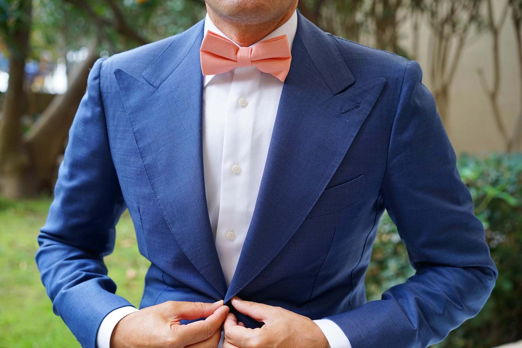 Apricot Peach Slub Linen Bow Tie - Image 8