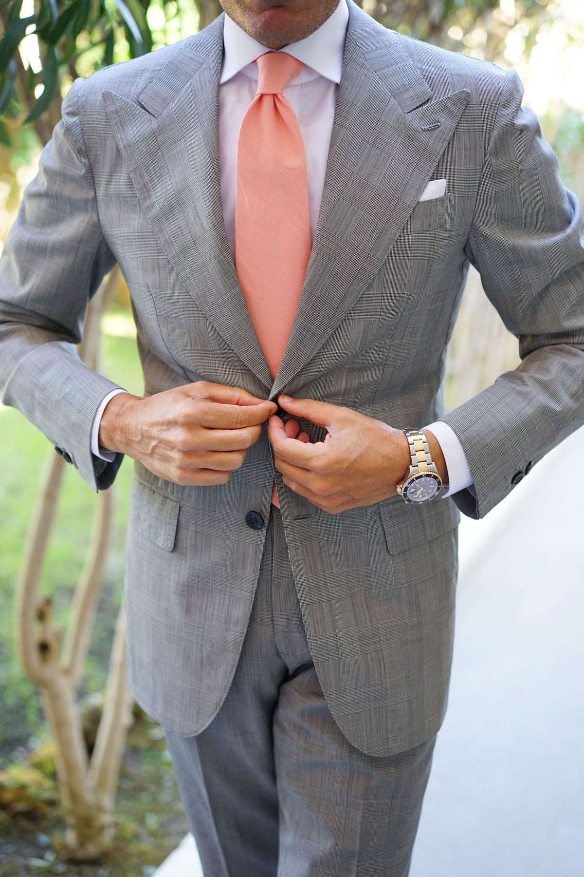Apricot Peach Slub Linen Necktie - Image 6