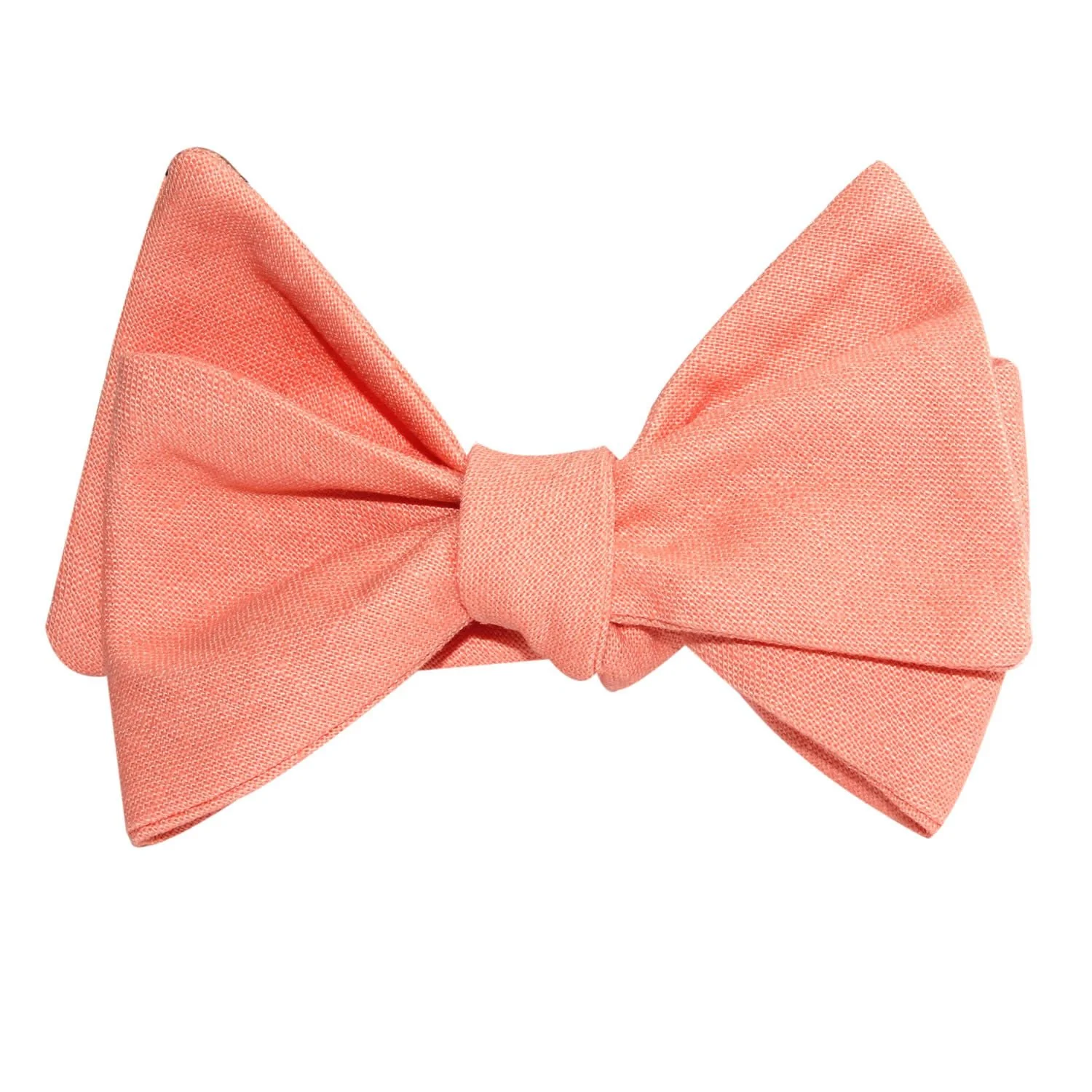 Apricot Peach Slub Linen Self Tie Bow Tie - Image 3