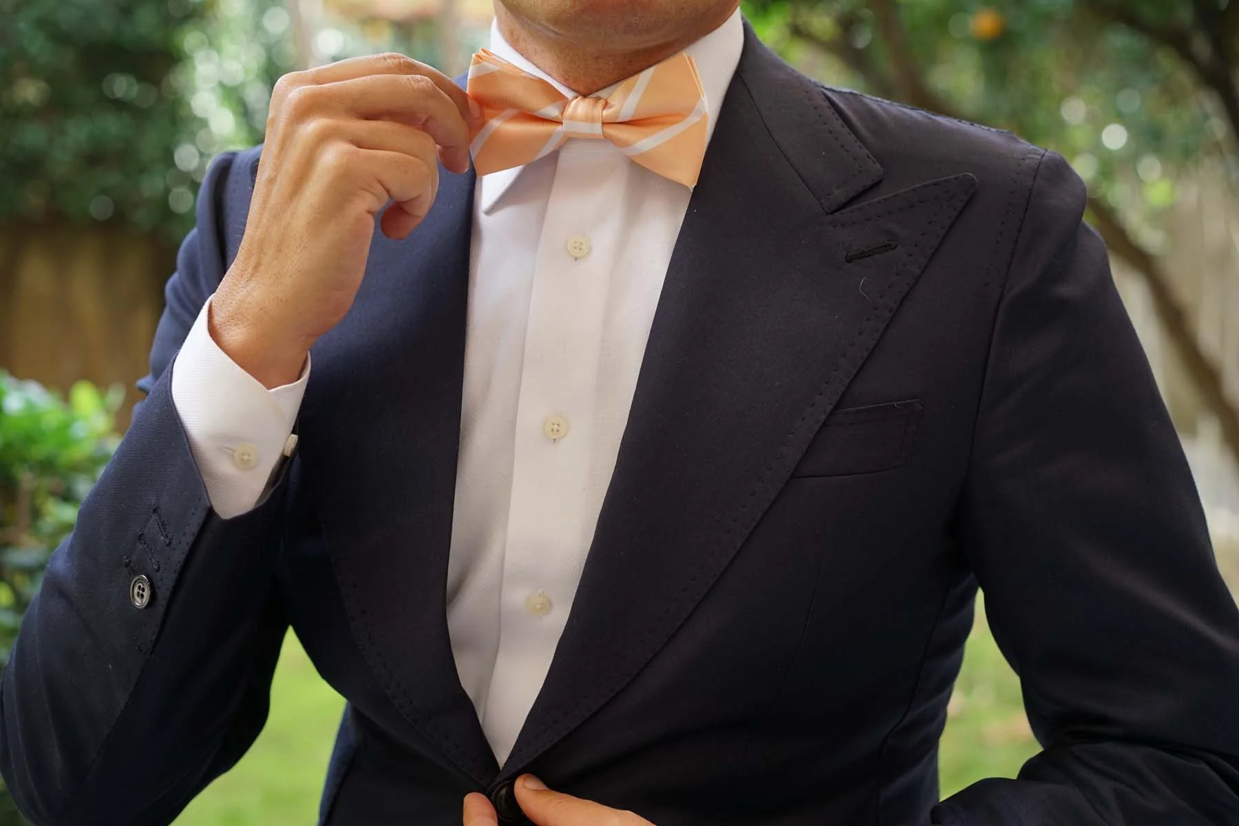 Apricot Striped Bow Tie - Image 3