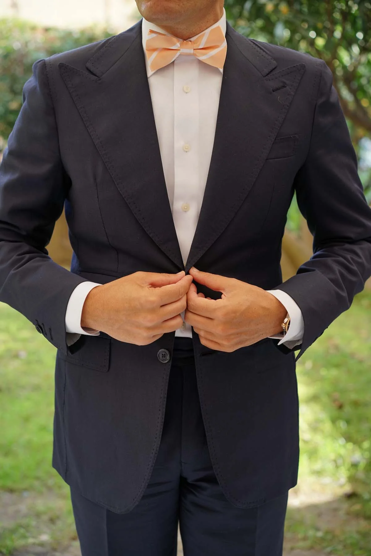 Apricot Striped Bow Tie - Image 4