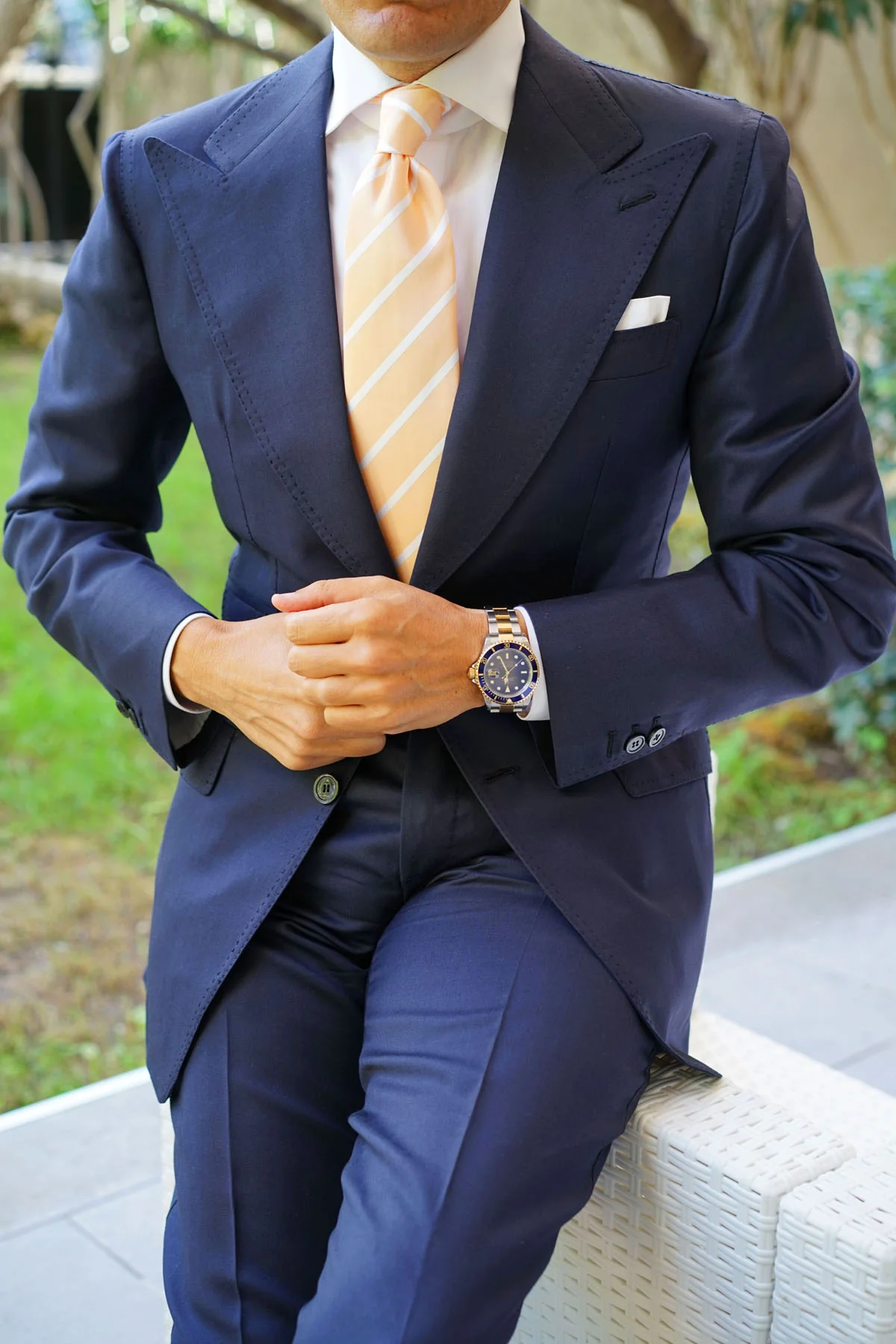 Apricot Striped Necktie - Image 11