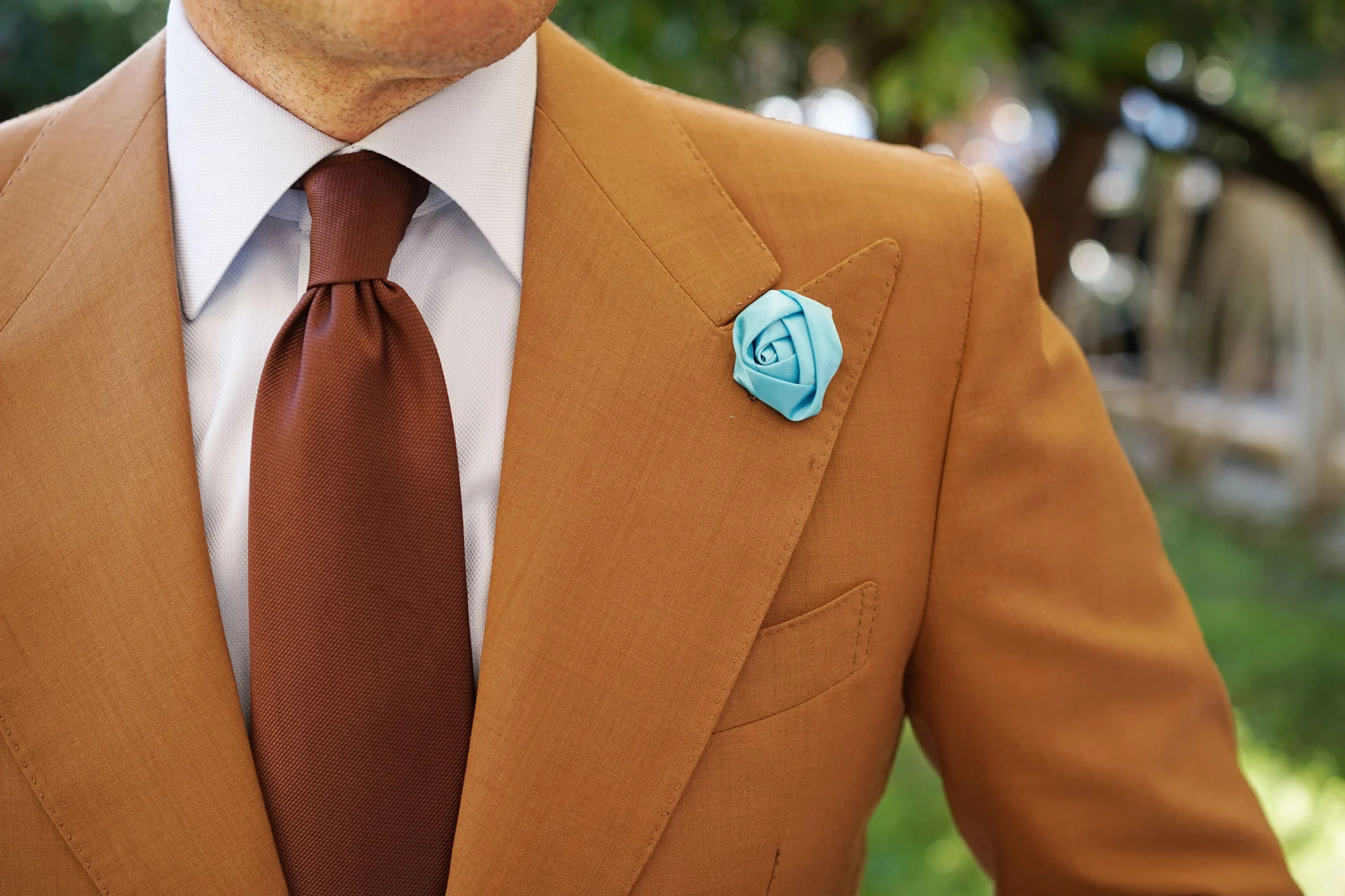 Aqua Blue Satin Rose Lapel Pin - Image 7