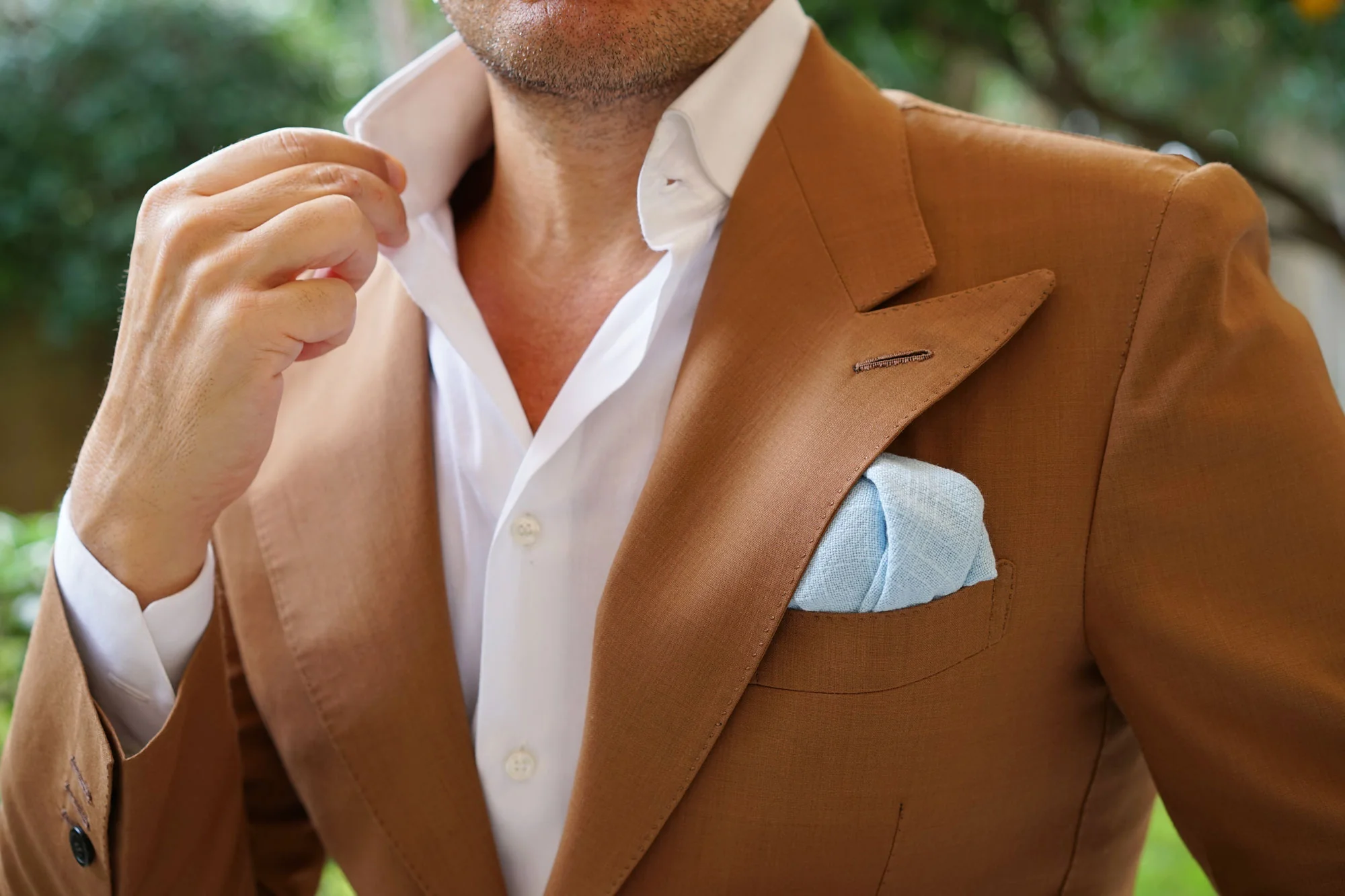 Argentinian Ice Blue Linen Pocket Square - Image 6
