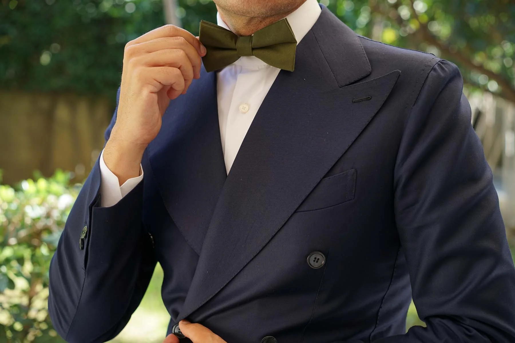 Army Green Cotton Bow Tie - Image 3