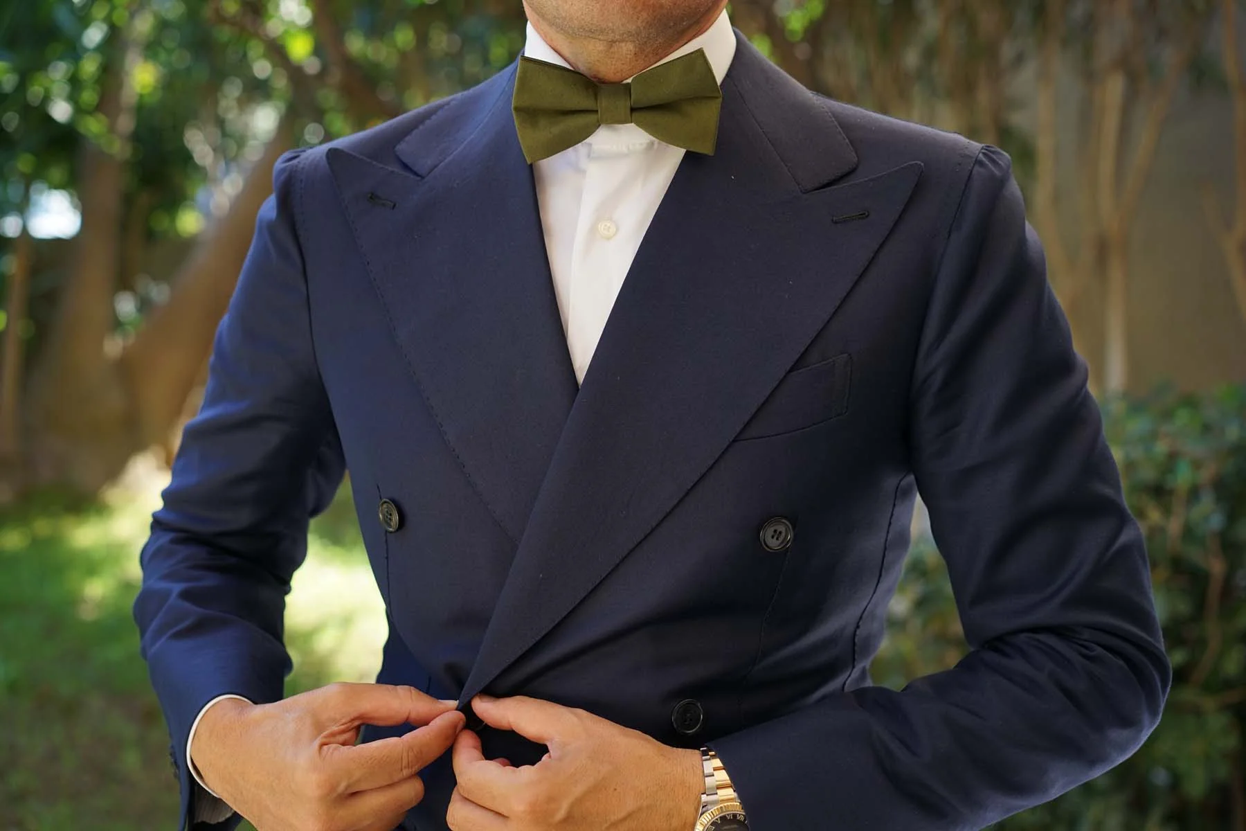 Army Green Cotton Bow Tie - Image 6