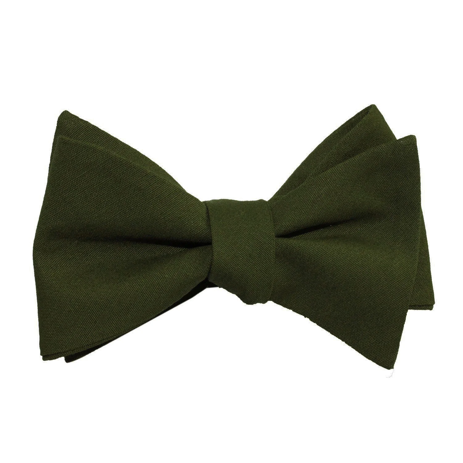 Army Green Cotton Self Tie Bow Tie - Image 2