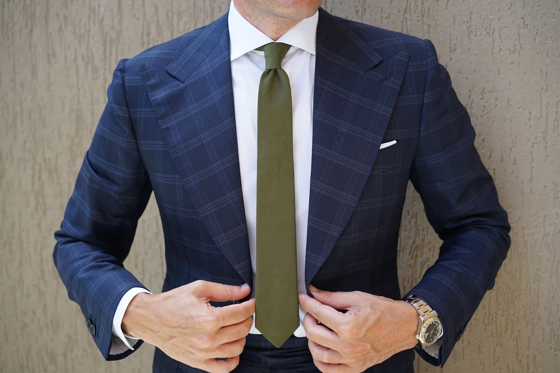 Army Green Cotton Skinny Tie - Image 8