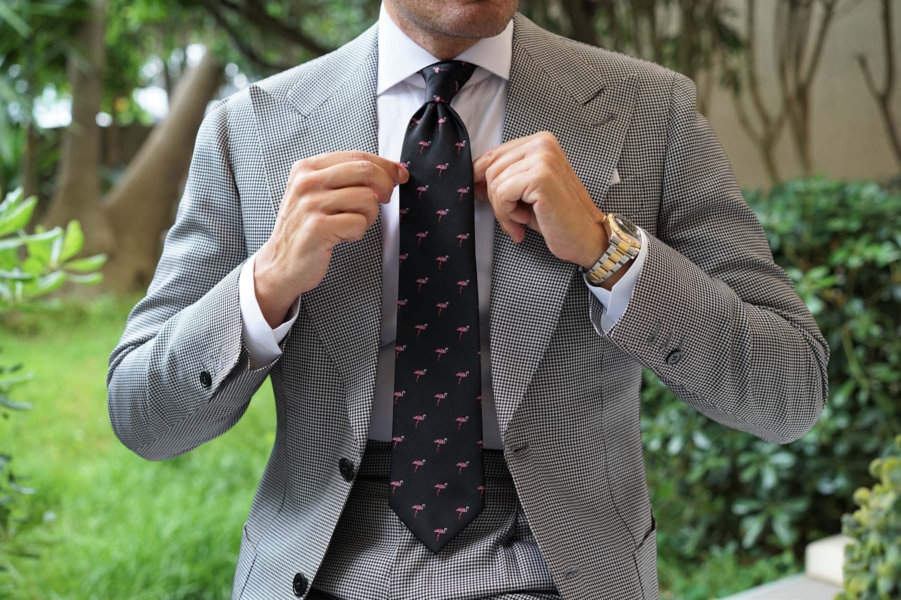 Aruba Island Black Flamingo Necktie - Image 6