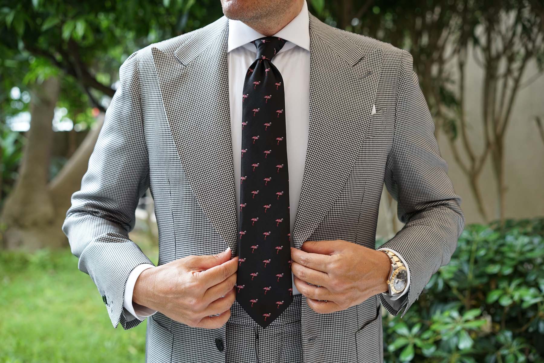 Aruba Island Black Flamingo Necktie - Image 8