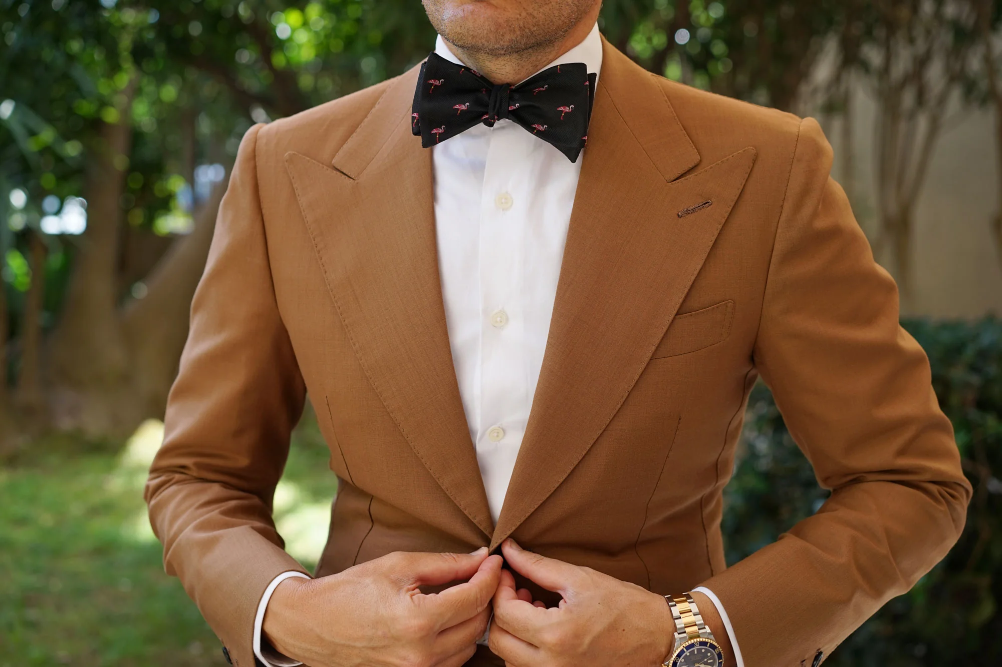 Aruba Island Black Flamingo Self Bow Tie - Image 4