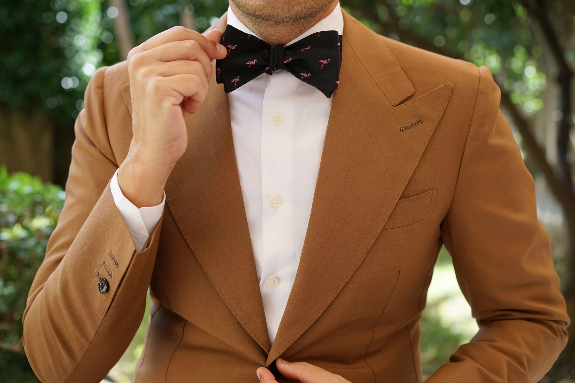 Aruba Island Black Flamingo Self Bow Tie - Image 7