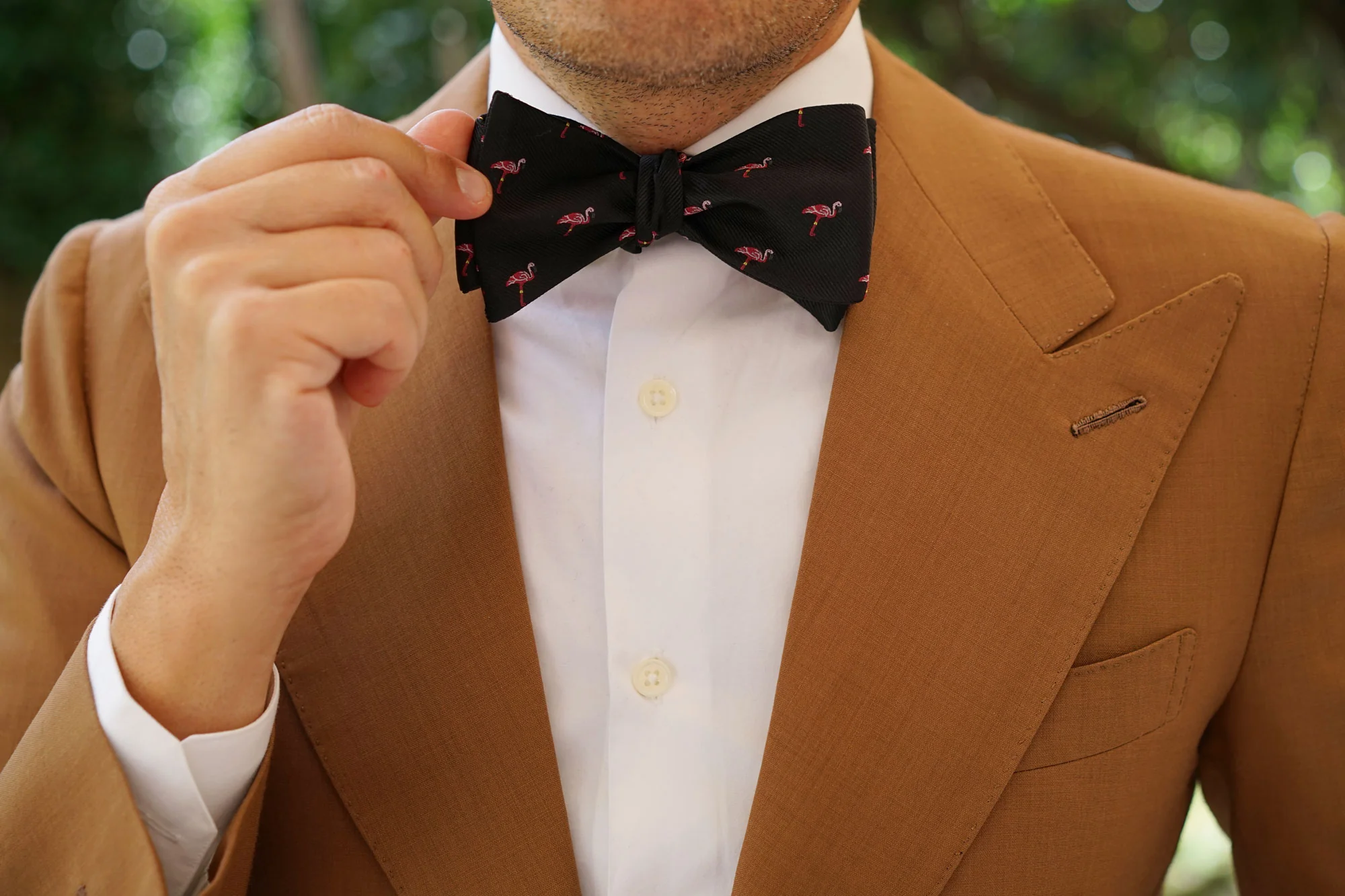 Aruba Island Black Flamingo Self Bow Tie - Image 9