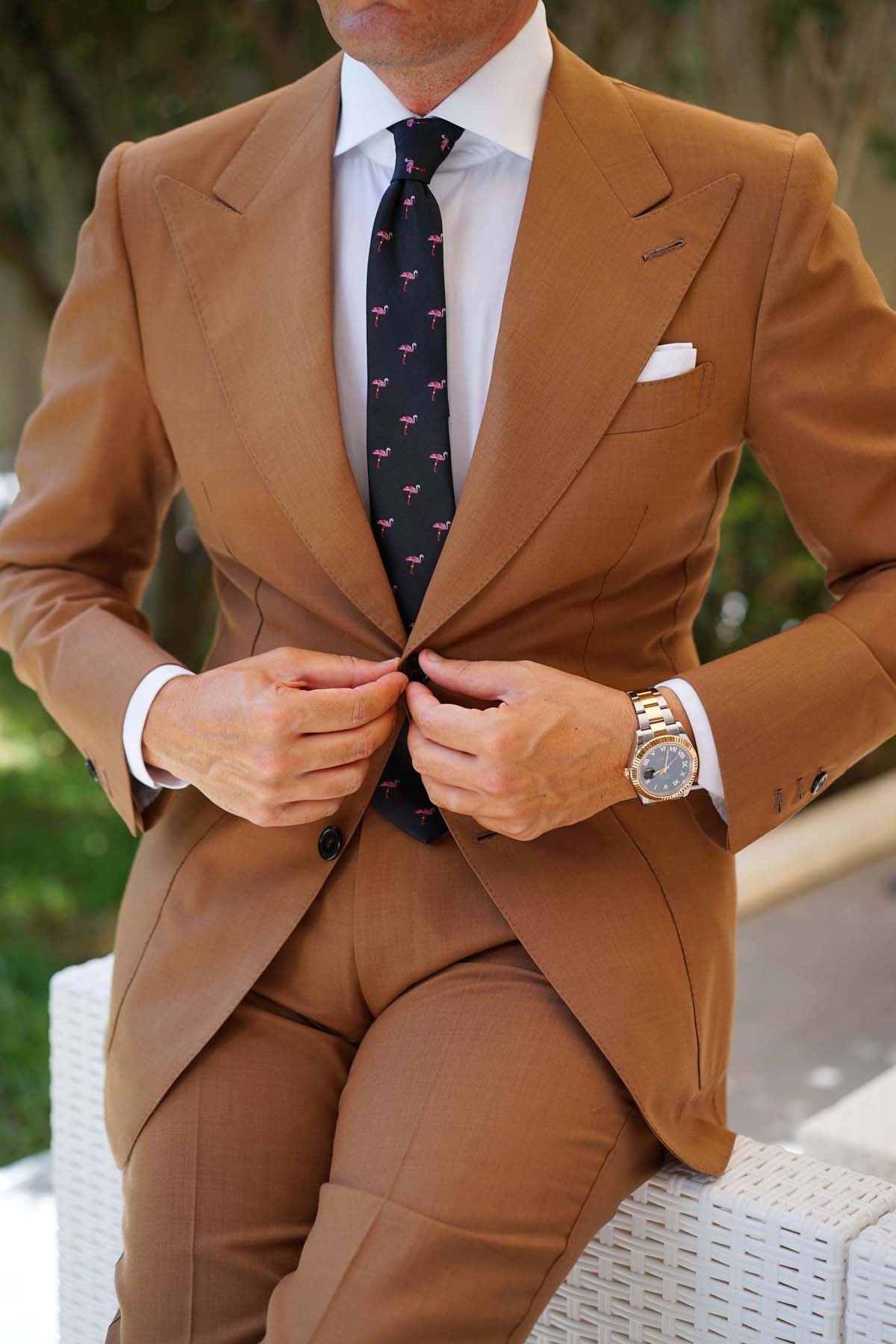 Aruba Island Black Flamingo Skinny Tie - Image 7